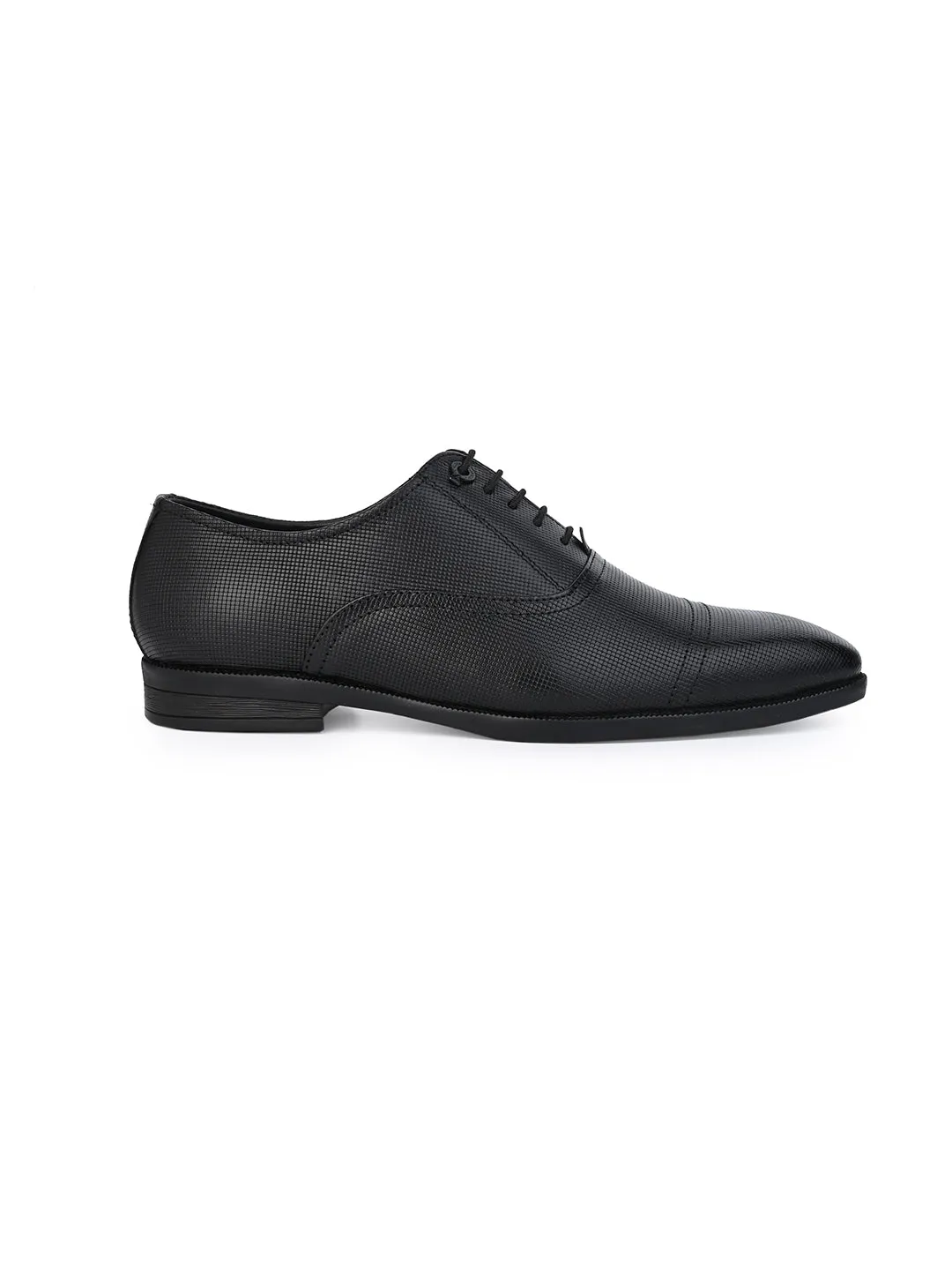 ALBERTO TORRESI GENUINE LEATHER TEXTURED BLACK FORMAL LACEUP SHOES