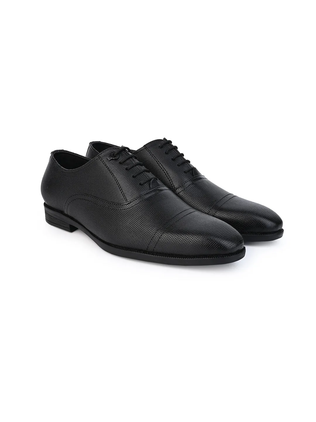 ALBERTO TORRESI GENUINE LEATHER TEXTURED BLACK FORMAL LACEUP SHOES