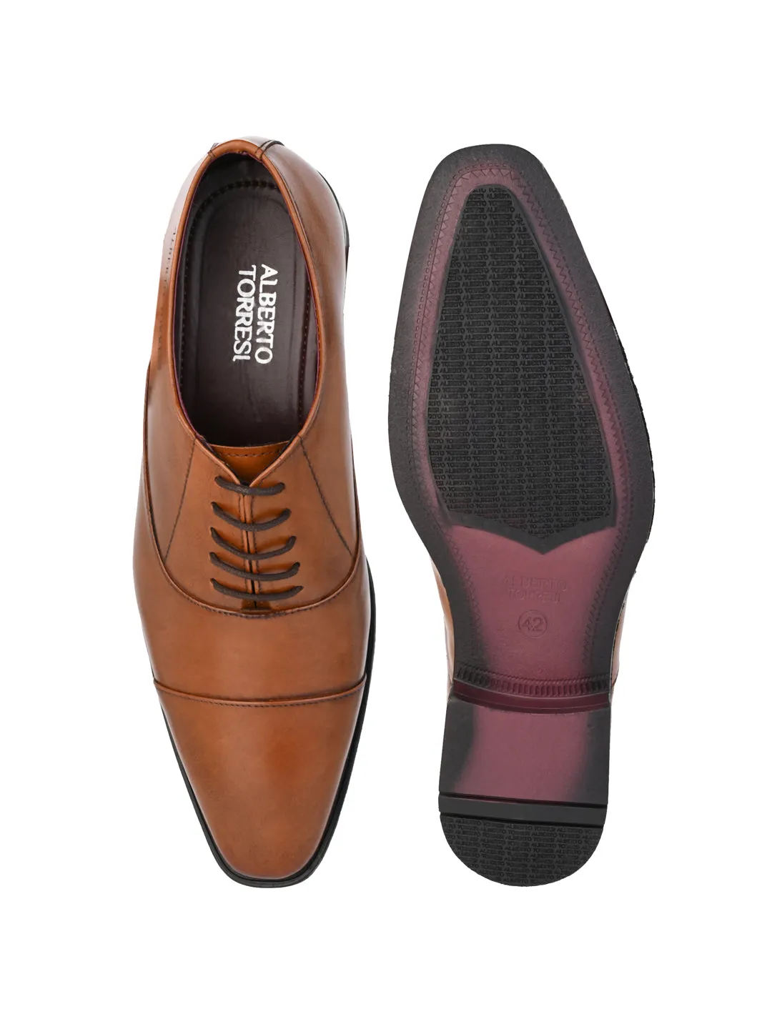 Alberto Torresi Synthetic Tan Laceup Formal Shoes