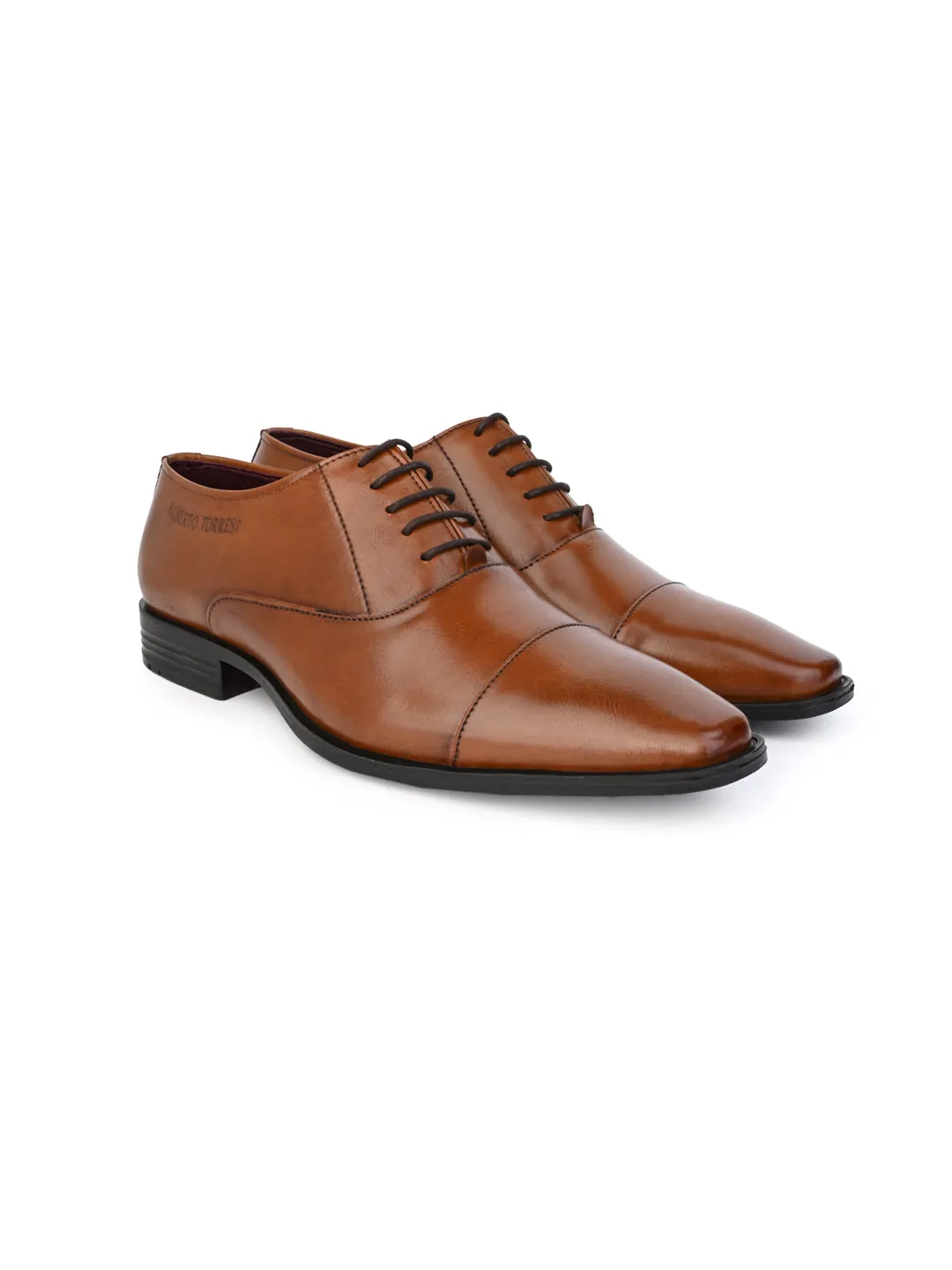 Alberto Torresi Synthetic Tan Laceup Formal Shoes