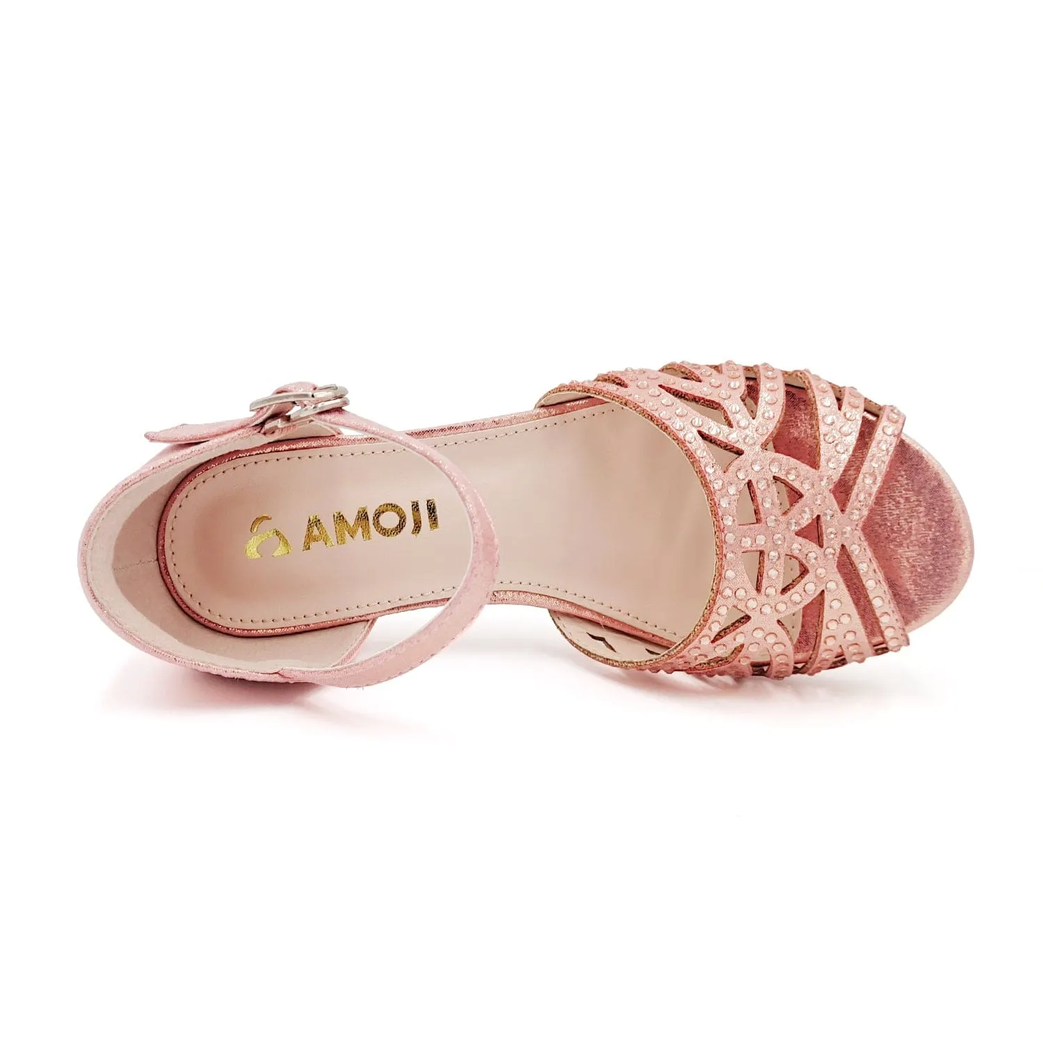 Amoji Girls High Heels Dress Pump Sandals Glitter Wedding Flower Party Princess Shoes KID415