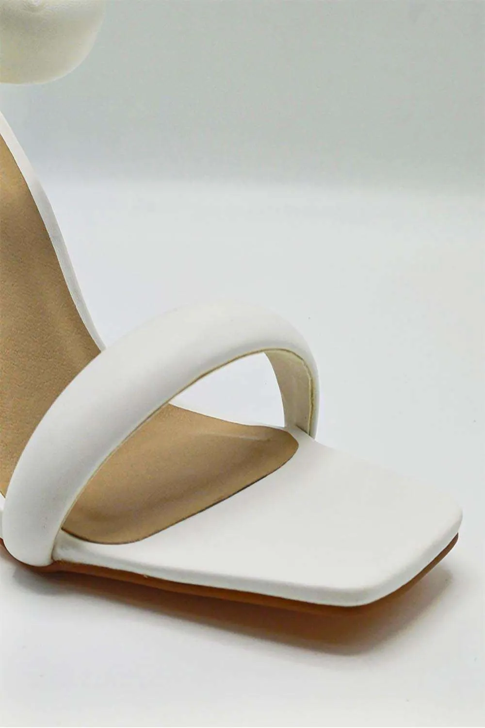 Ardeen Padded Stiletto Square Toe Heels in White