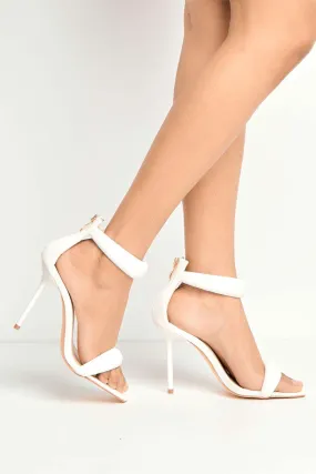 Ardeen Padded Stiletto Square Toe Heels in White