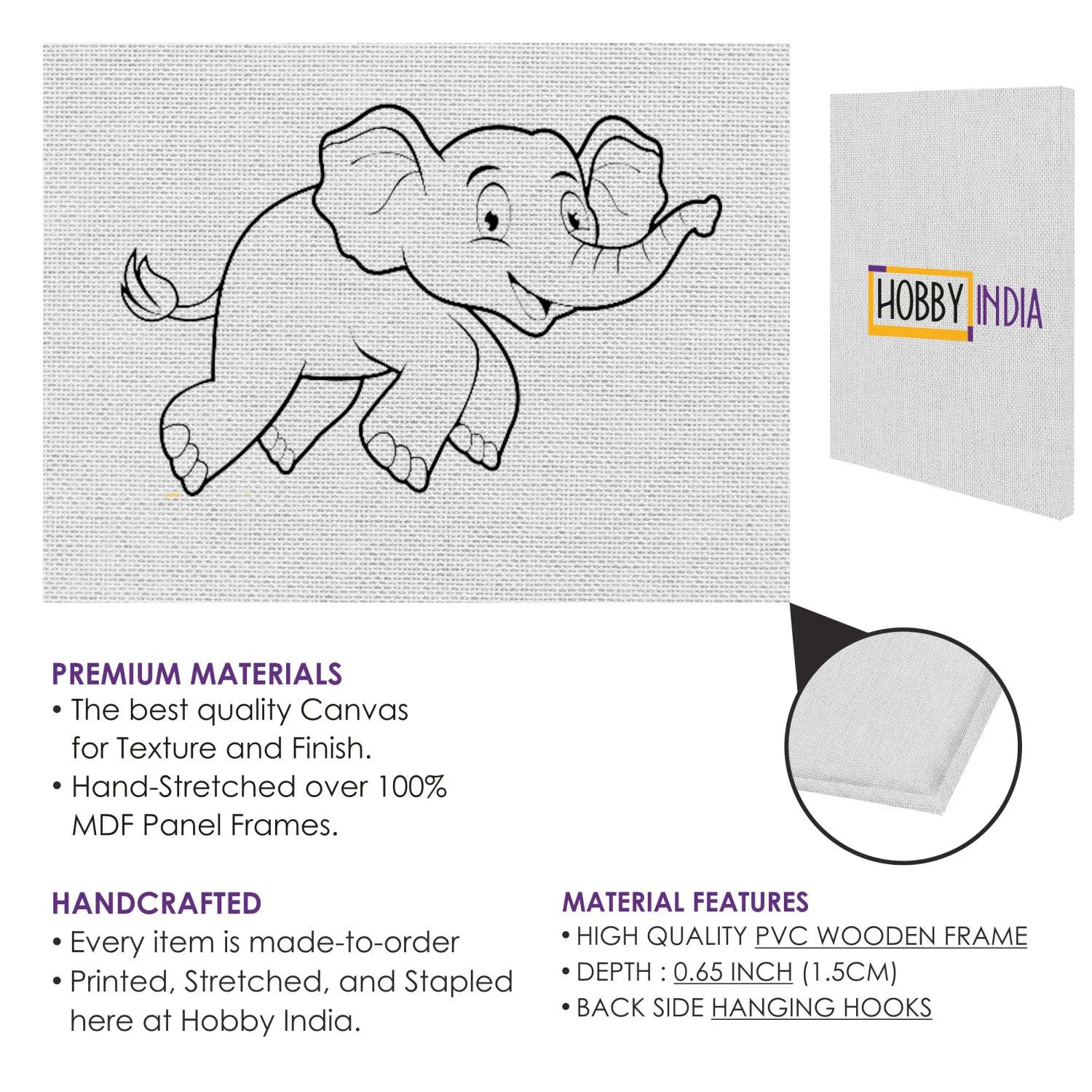 Baby Elephant DIY Canvas Base for Painting