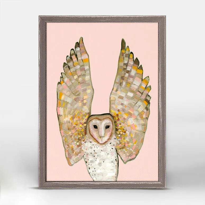 Barn Owl On Coral Mini Framed Canvas