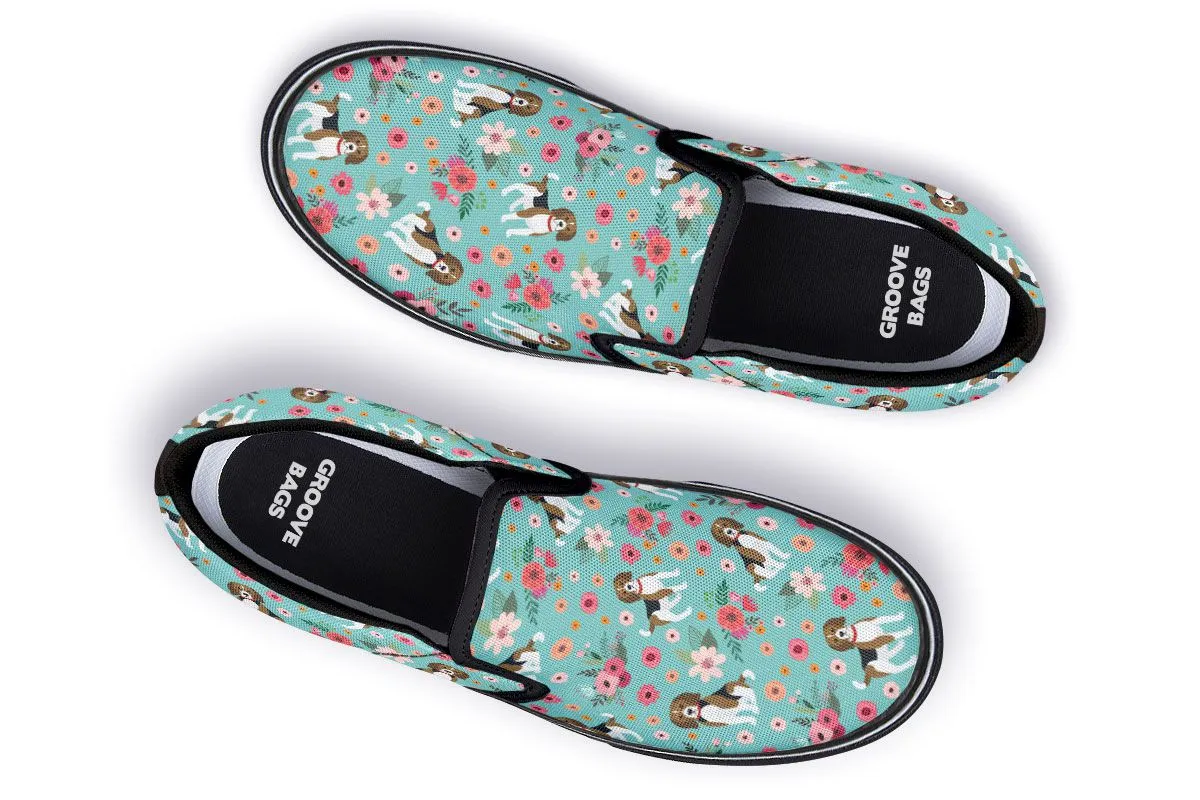 Beagle Flower Slip-On Shoes