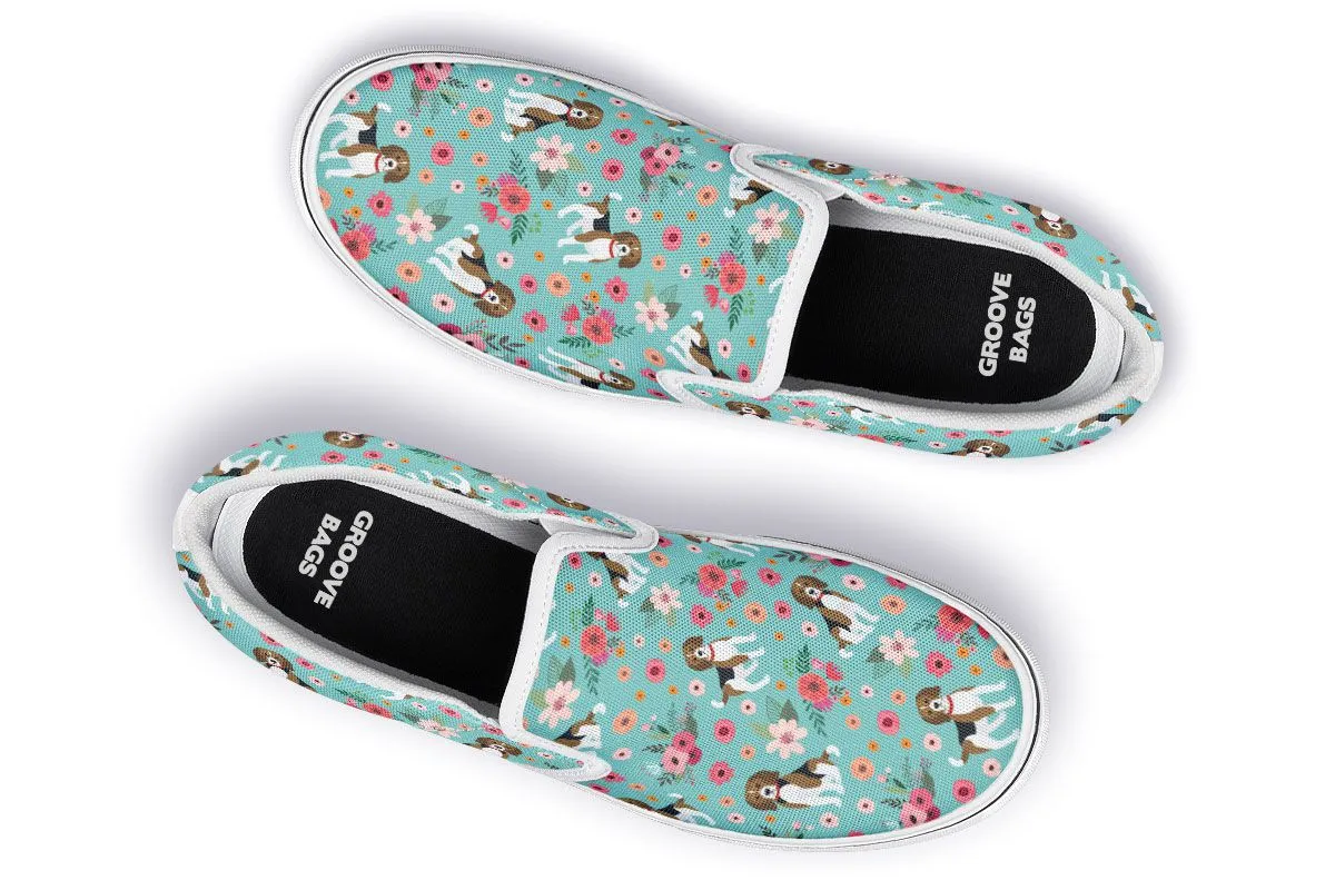 Beagle Flower Slip-On Shoes