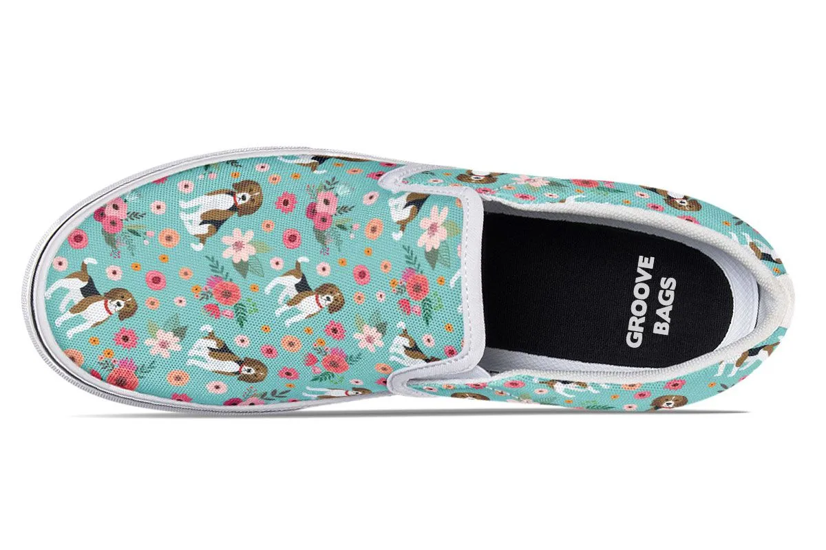 Beagle Flower Slip-On Shoes