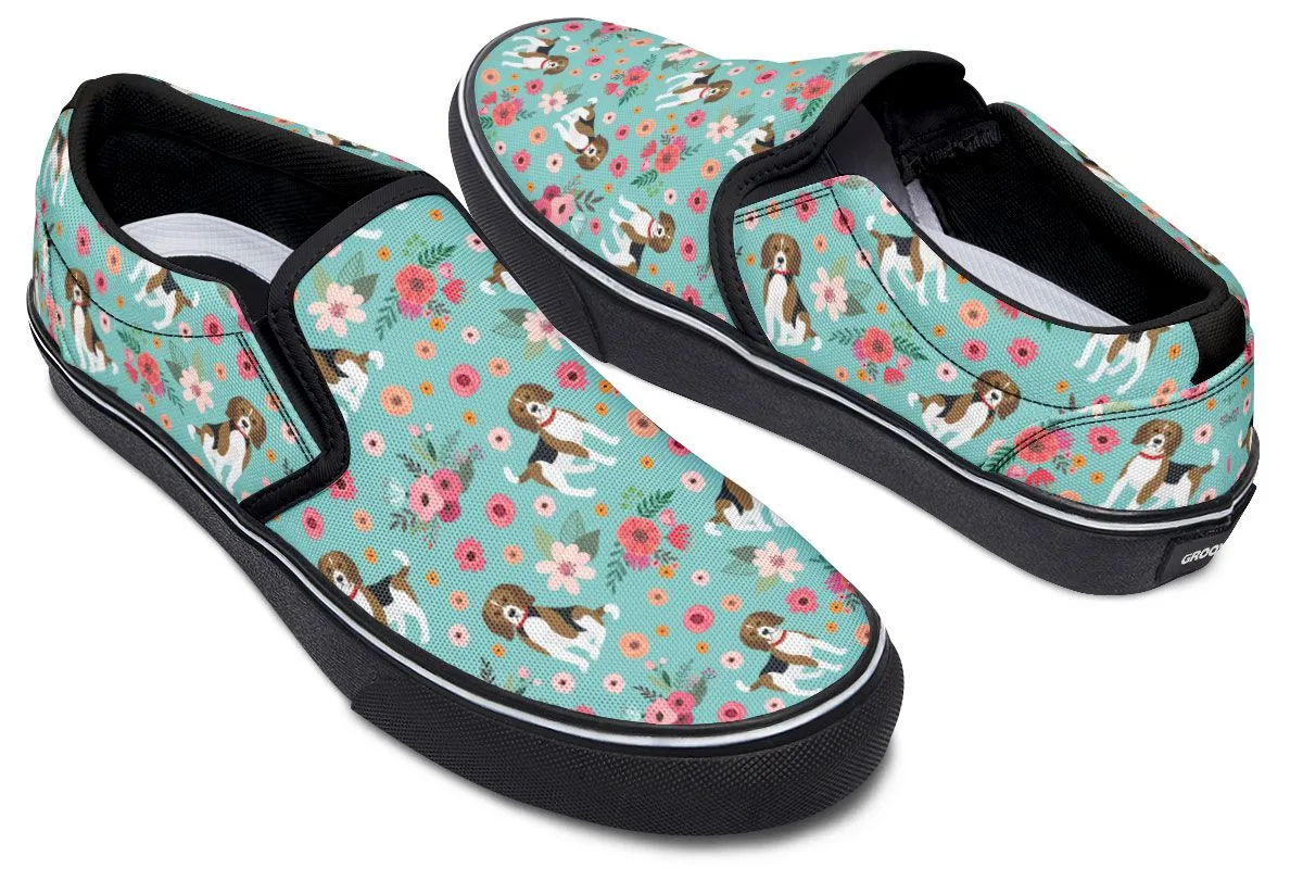 Beagle Flower Slip-On Shoes