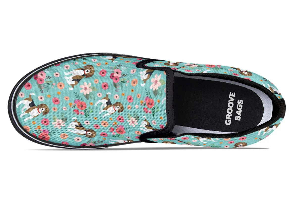 Beagle Flower Slip-On Shoes