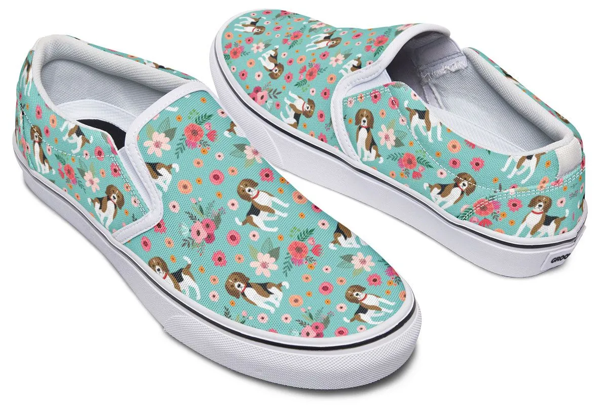 Beagle Flower Slip-On Shoes