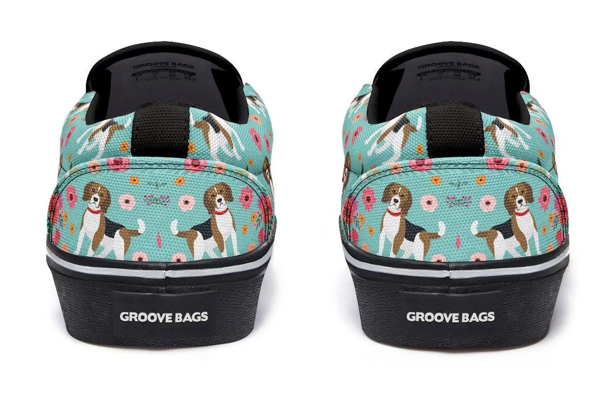 Beagle Flower Slip-On Shoes