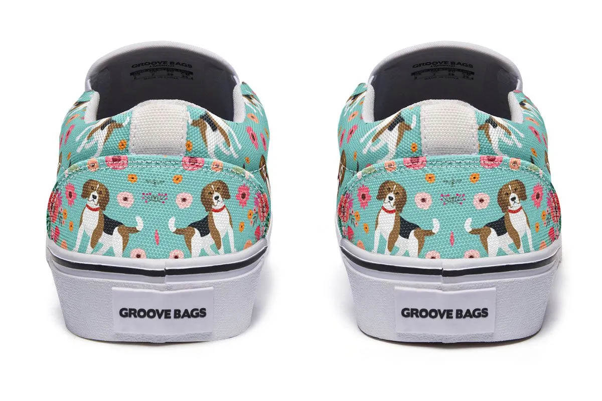 Beagle Flower Slip-On Shoes