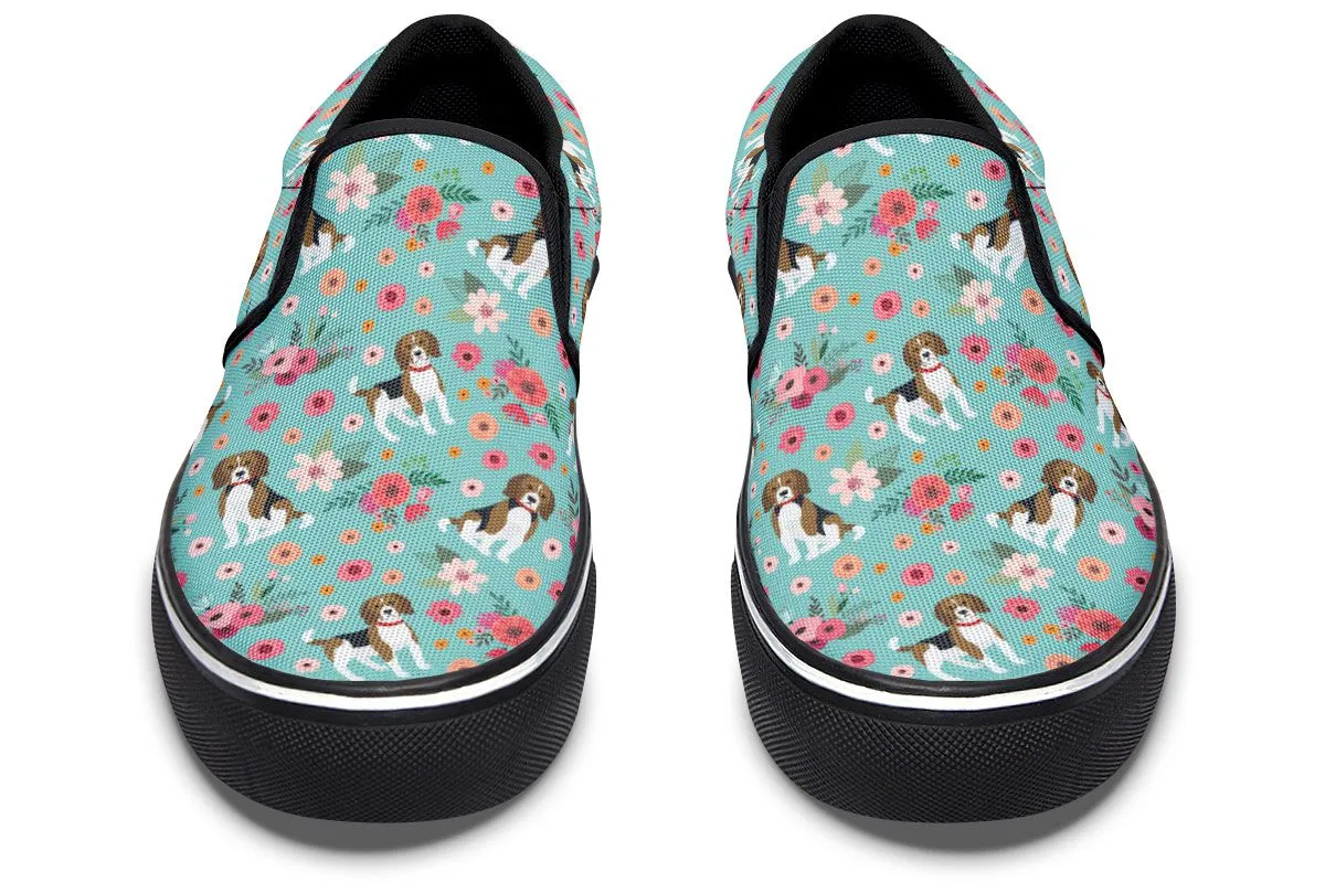 Beagle Flower Slip-On Shoes