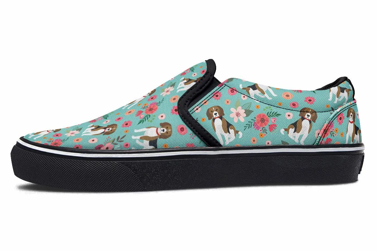 Beagle Flower Slip-On Shoes