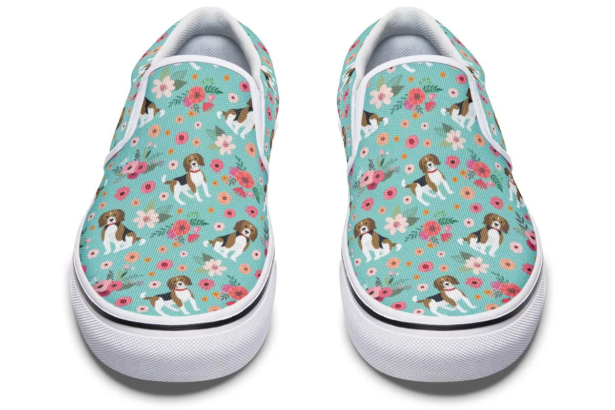 Beagle Flower Slip-On Shoes