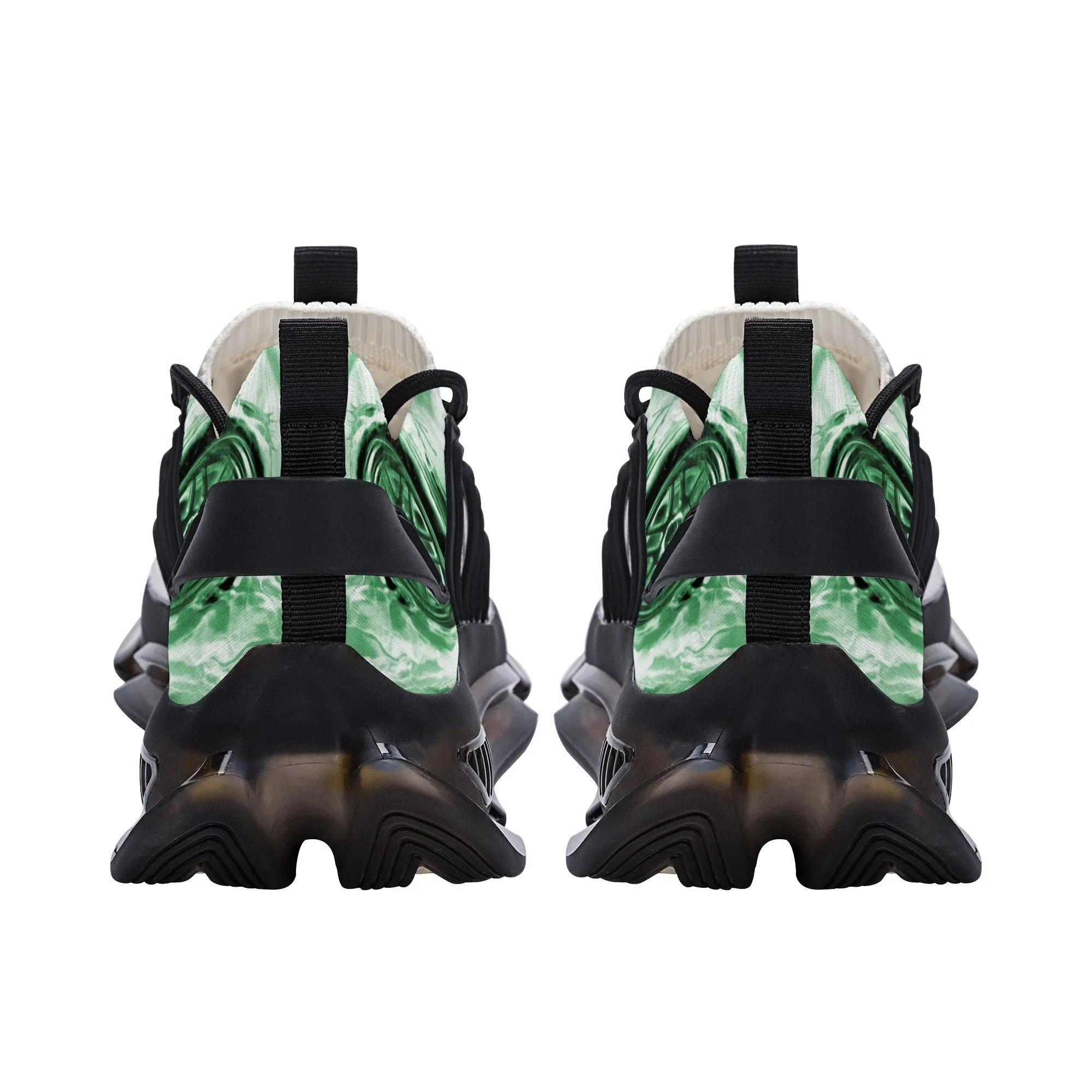 Best Womens Max Air Heel React Sneakers - Green Flaming Skull & Wheels HeroicU