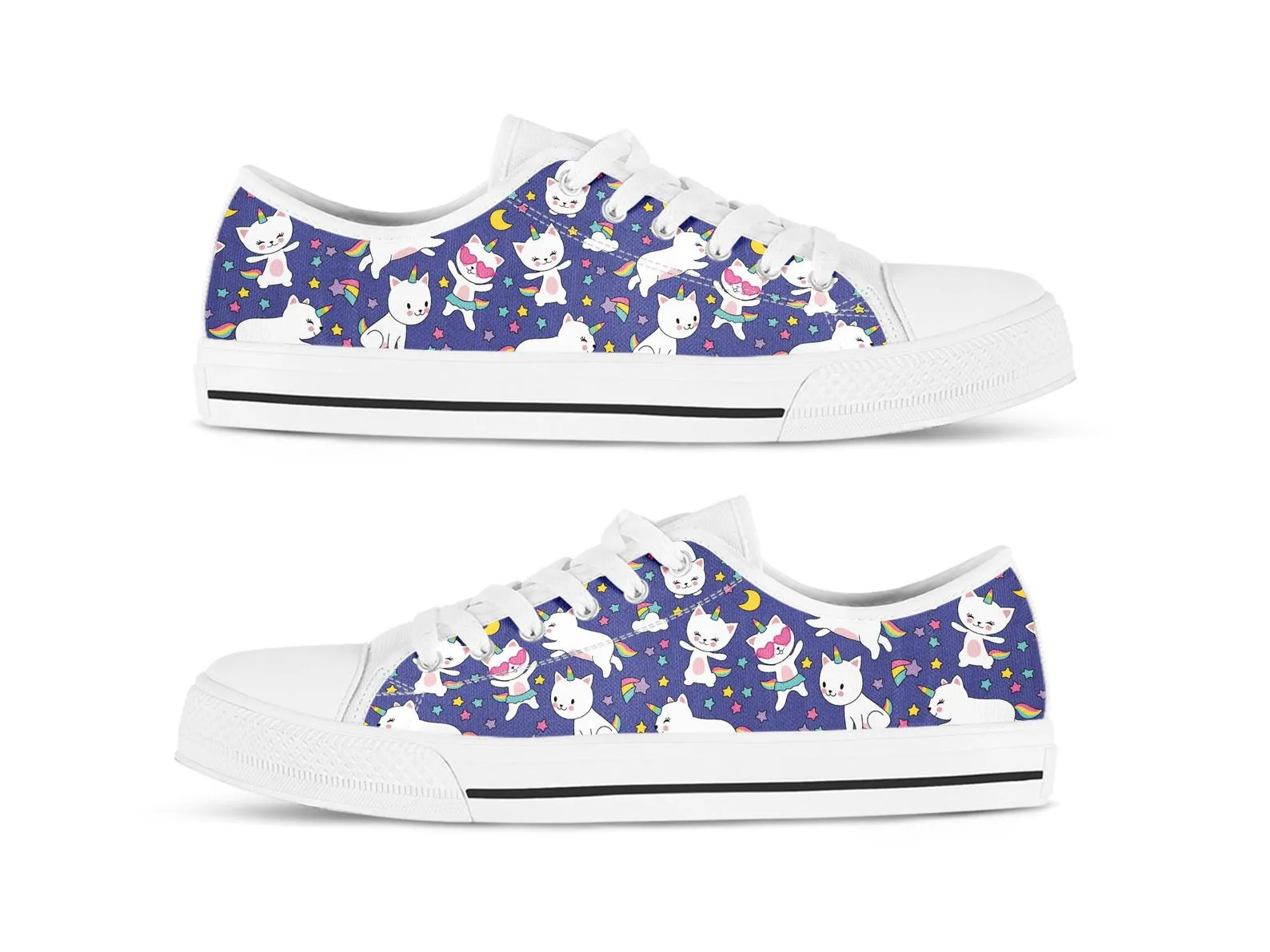 Blue Cat Shoes Cat Sneakers Cat Owner Shoes Cute Shoes Cat Lover Gifts Custom Low Top Converse Style Sneakers For Adults Women & Men