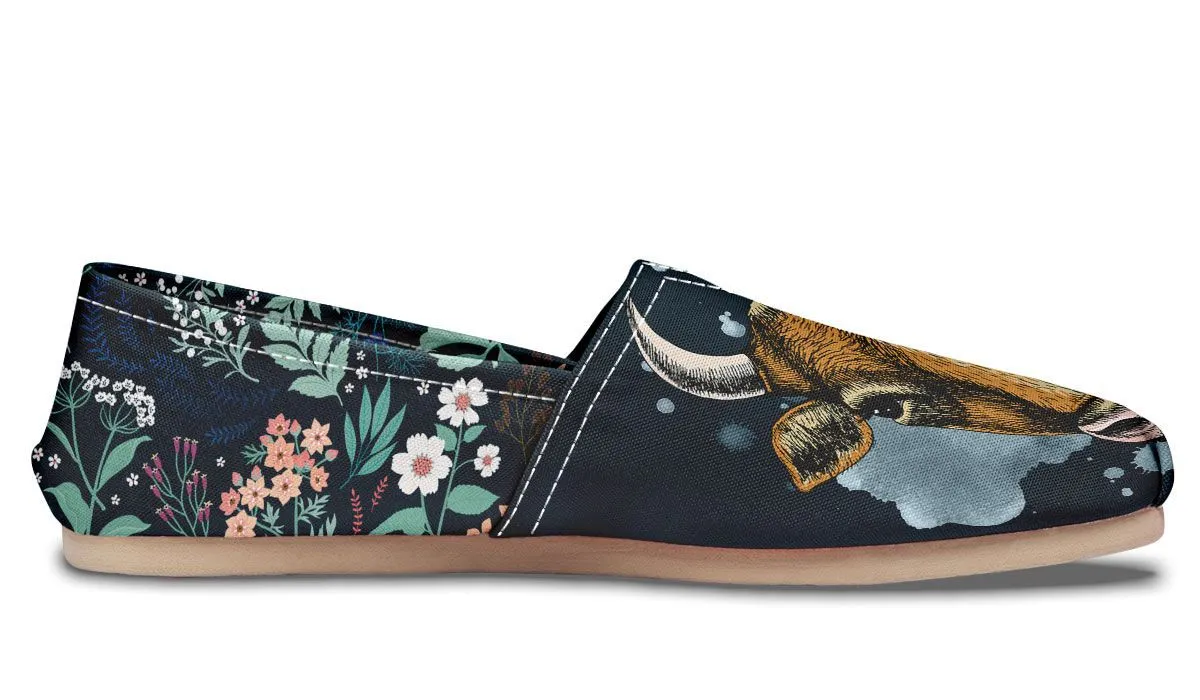 Blue Floral Cow Casual Shoes