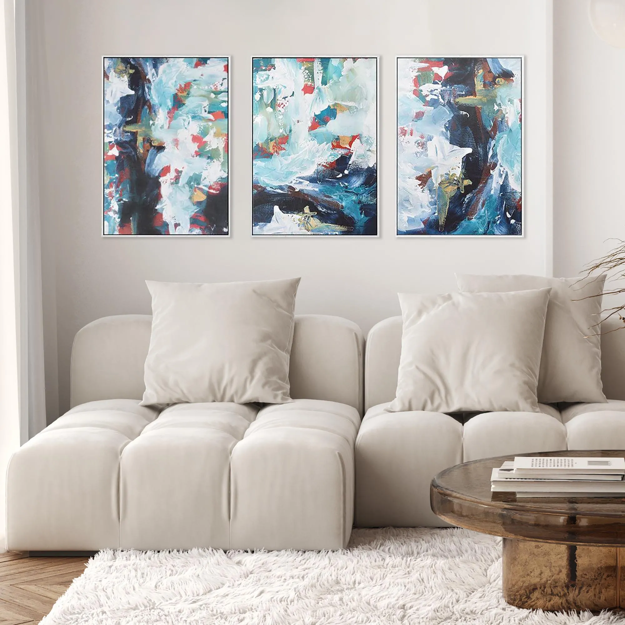 Blue River Falls Canvas Set Of 3