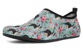 Boston Terrier Flower Aqua Barefoot Shoes