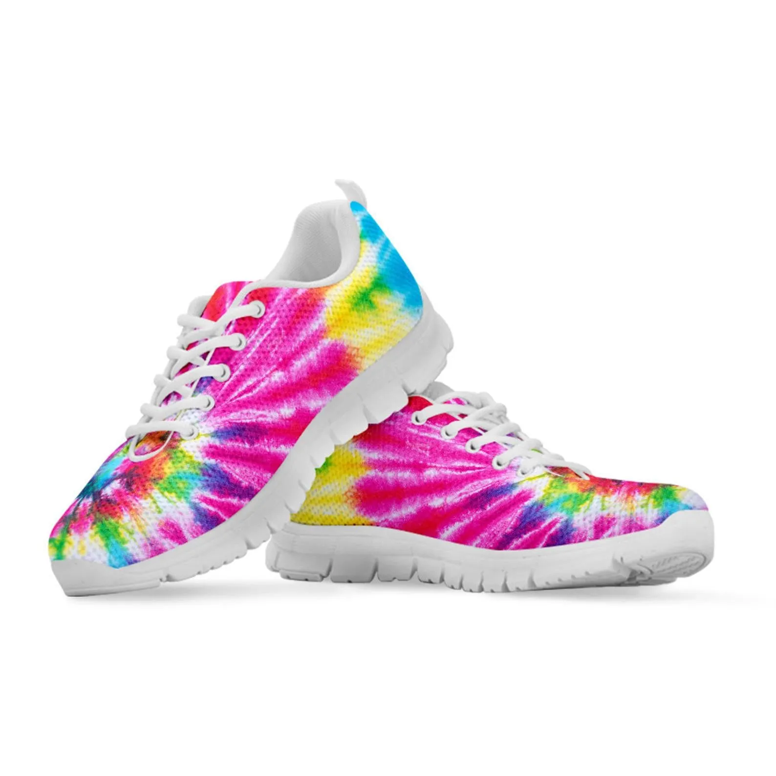 Bright Rainbow Shoes Tie Dye Printed Sneakers Rainbow Running Shoes LGBT Pride Day Gifts Clothing for Womens Mens Kids Adults