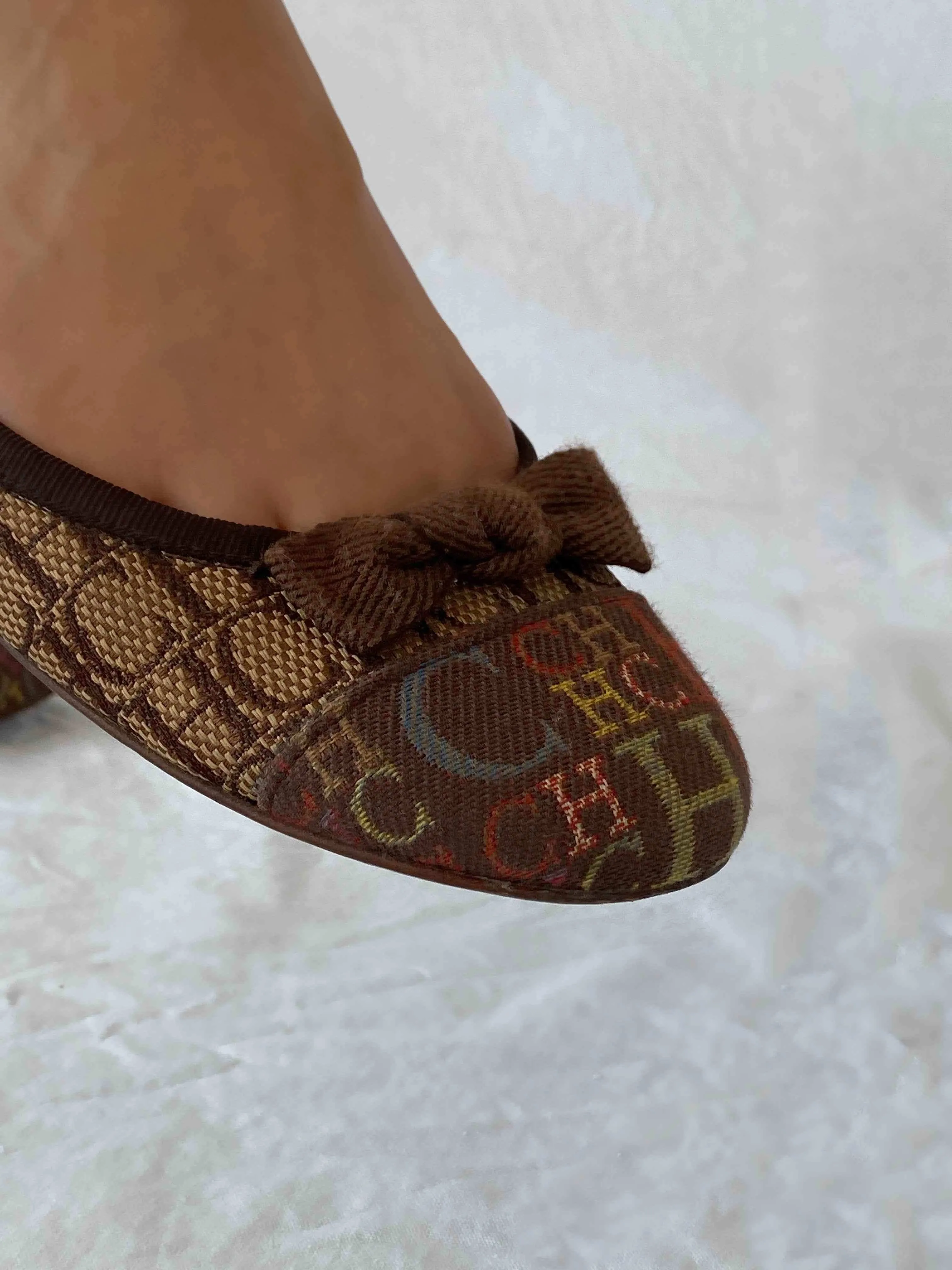 Carolina Herrera Monogram Brown Ballet Flat