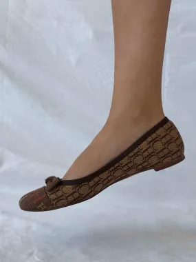 Carolina Herrera Monogram Brown Ballet Flat