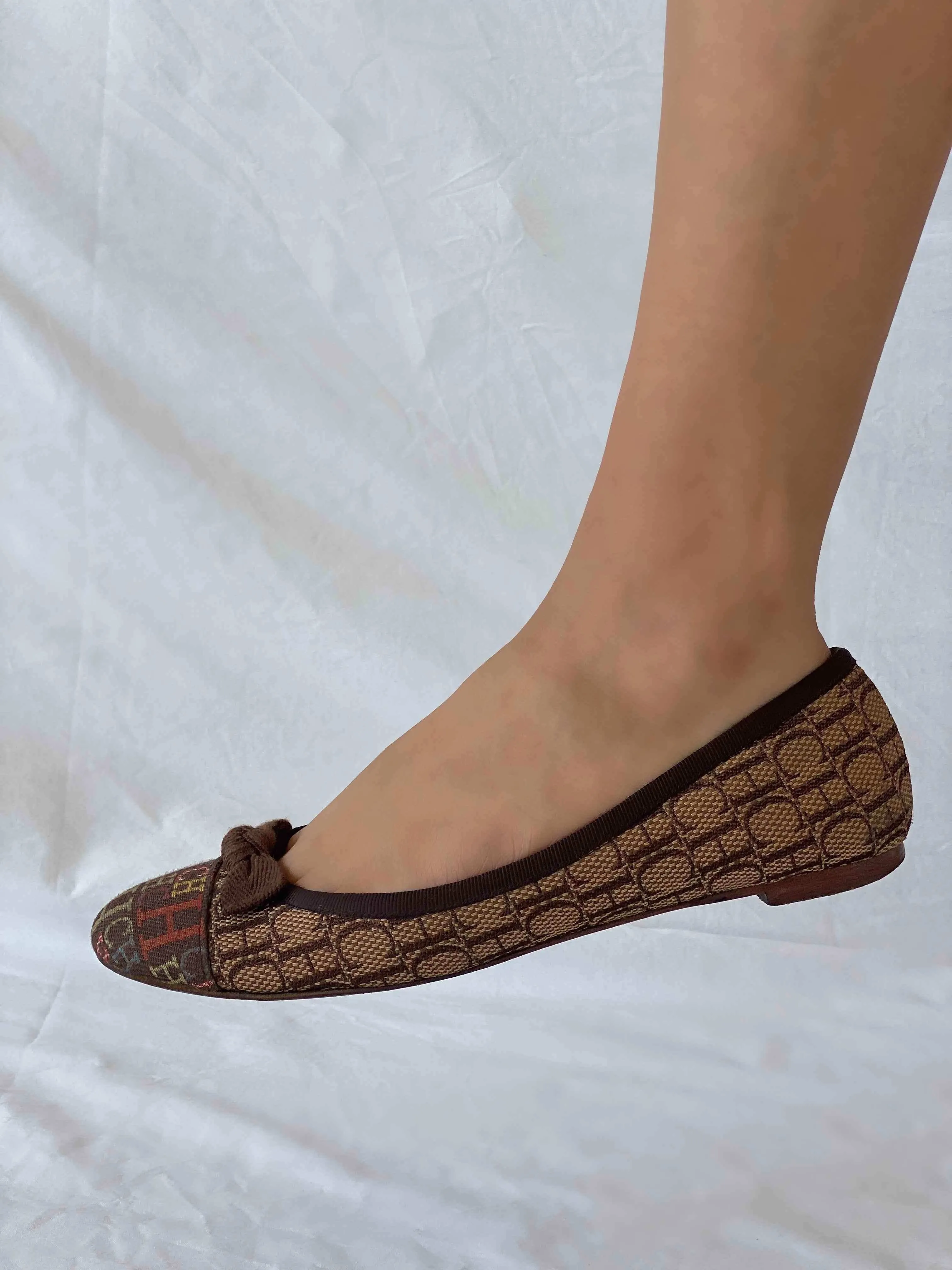 Carolina Herrera Monogram Brown Ballet Flat