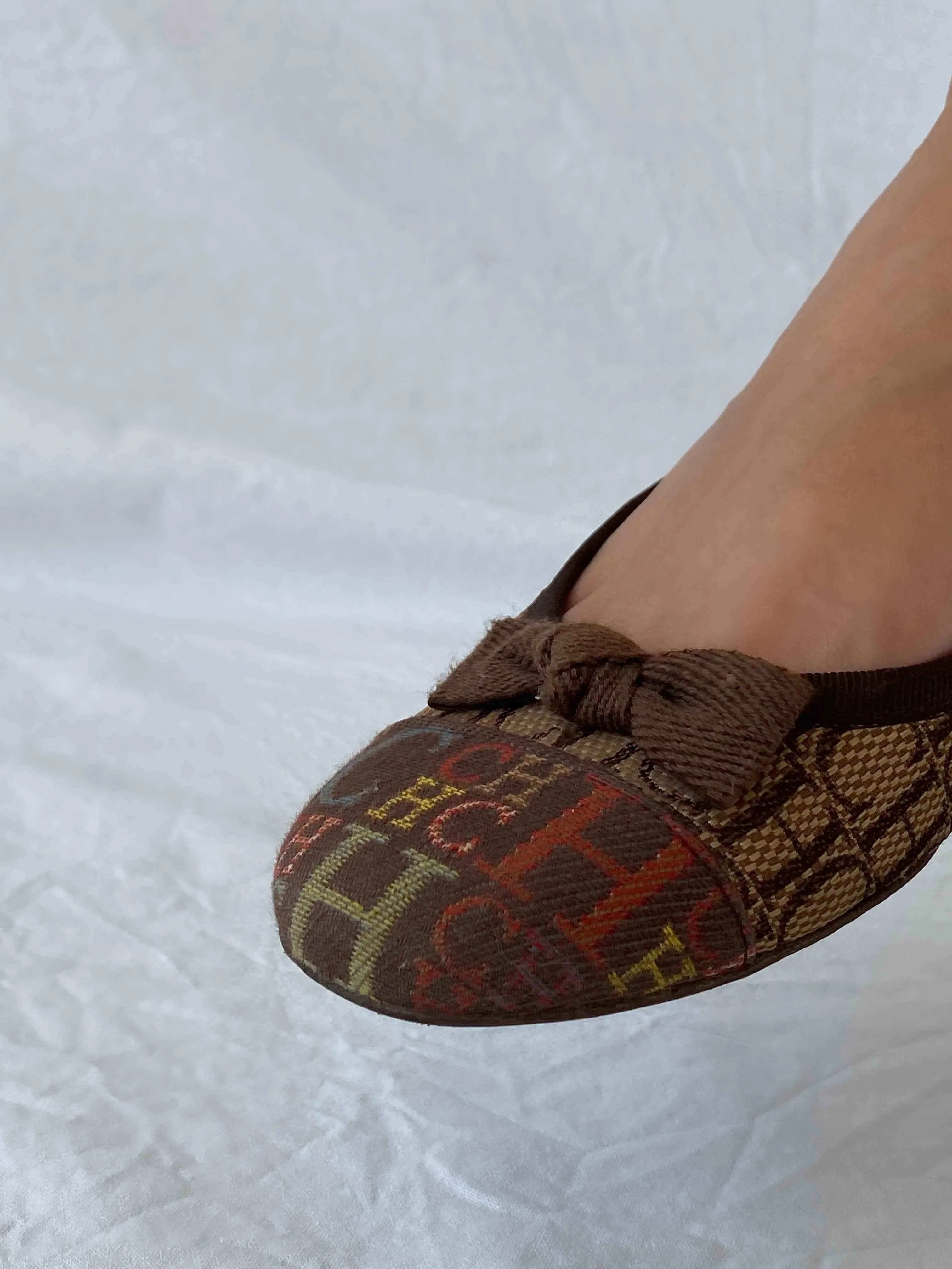 Carolina Herrera Monogram Brown Ballet Flat