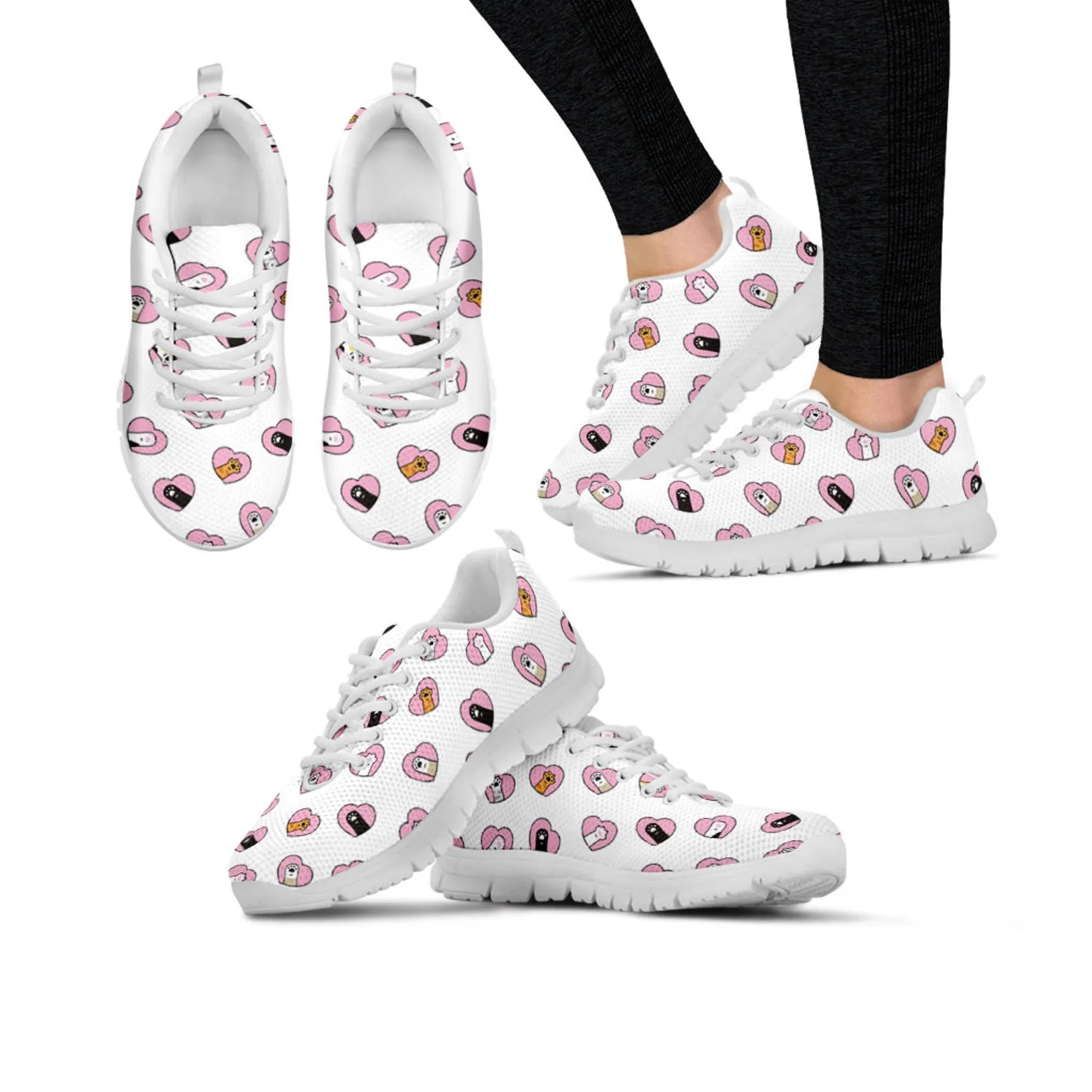 Cat Paw Shoes Cat Printed Sneakers Kitty Running Shoes Cat Owner Gifts Clothing for Womens Mens Kids Adults