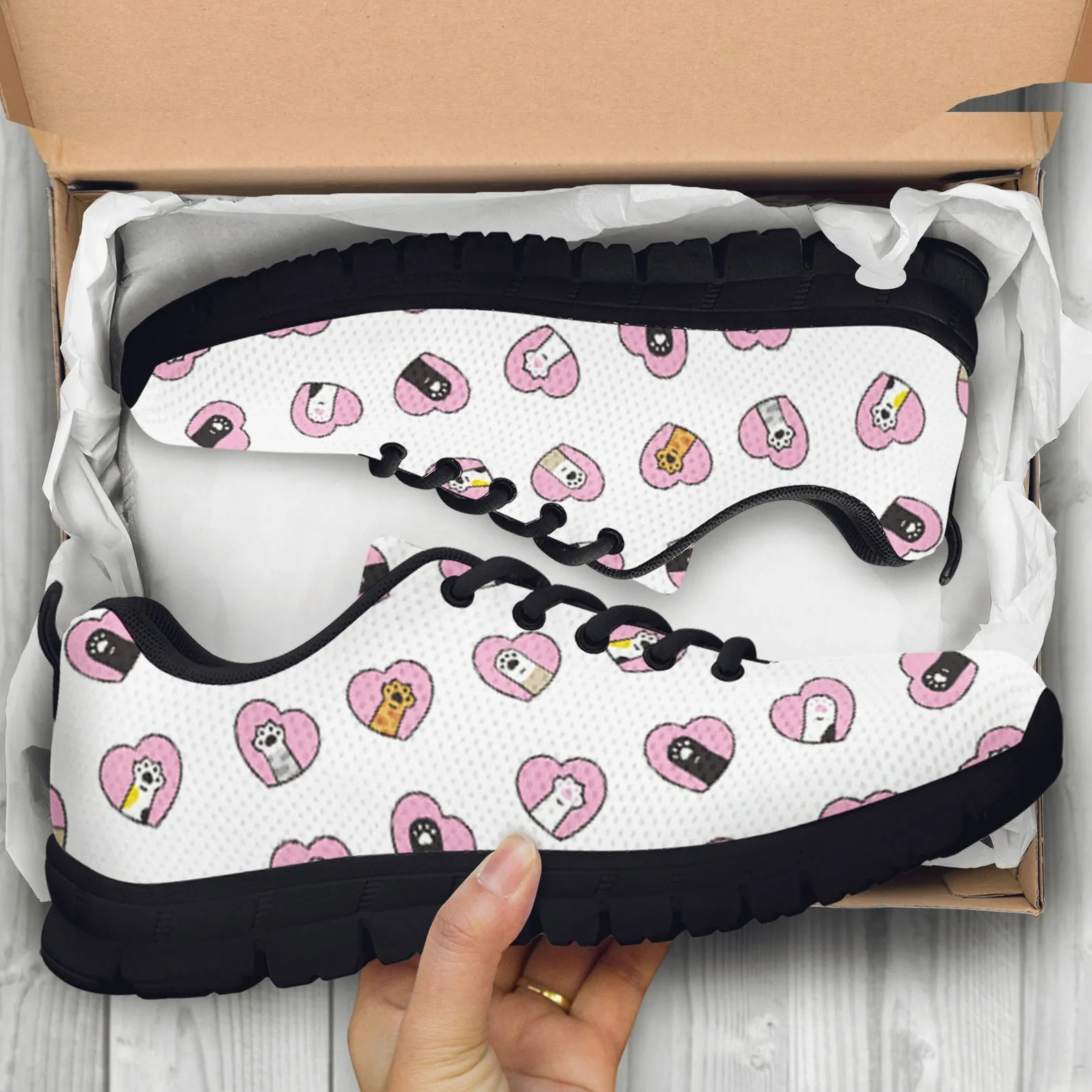 Cat Paw Shoes Cat Printed Sneakers Kitty Running Shoes Cat Owner Gifts Clothing for Womens Mens Kids Adults