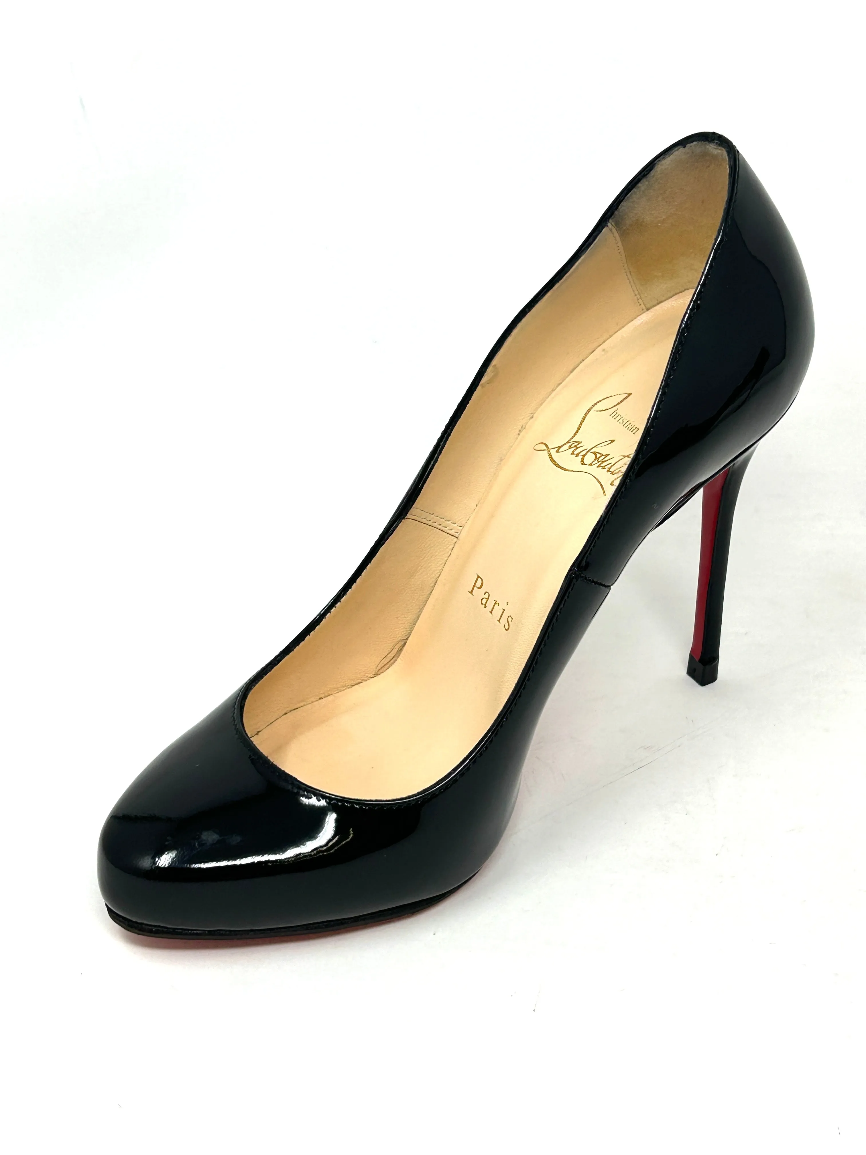 Christian Louboutin Elisa 100 Black Patent Leather Pump Heels 36 UK 3