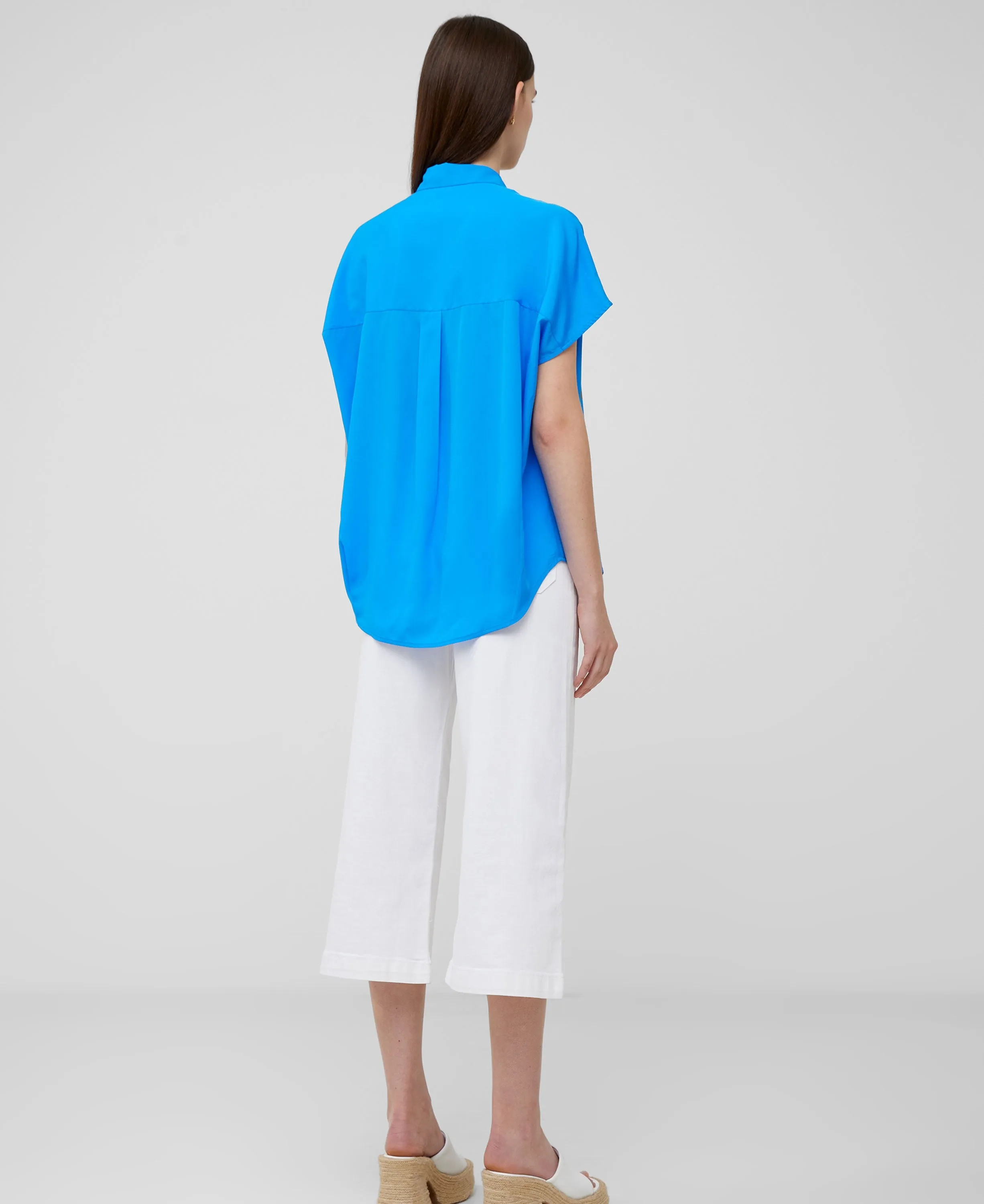 Crepe Light Cap Sleeve Popover Shirt - Blue Sea Star