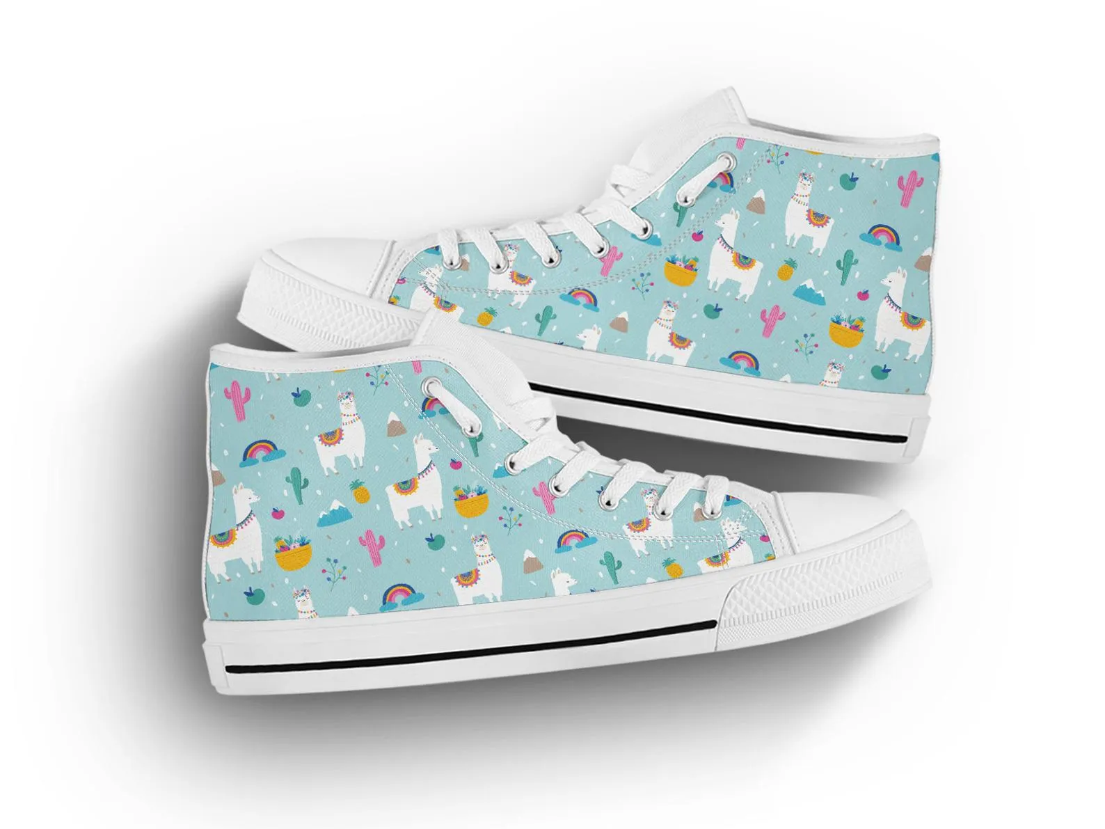 Cute Llama Shoes Llama Shoes Llama Sneakers Cute Shoes Llama Lover Gifts Custom High Top Converse Style Sneakers For Adults Women & Men