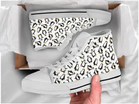 Cute Penguin Shoes Penguin Sneakers Cute Shoes Penguin Lover Gifts Custom High Top Converse Style Sneakers For Adults Women & Men