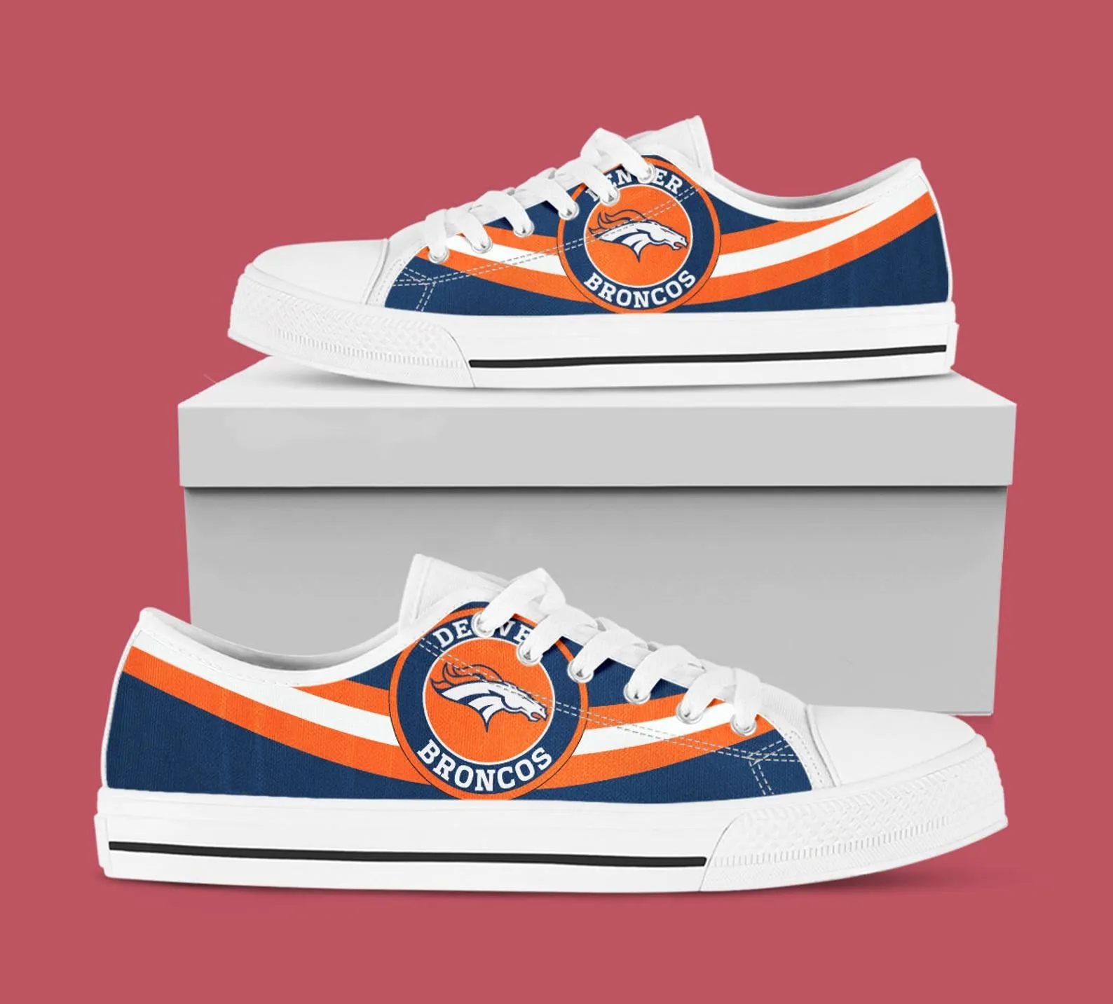 Denver Broncos Custom Lowtop, Football Custom Shoes, Sport Lowtop, Canvas Shoes, Canvas Lowtop, Unisex Shoes, Gift Birthday