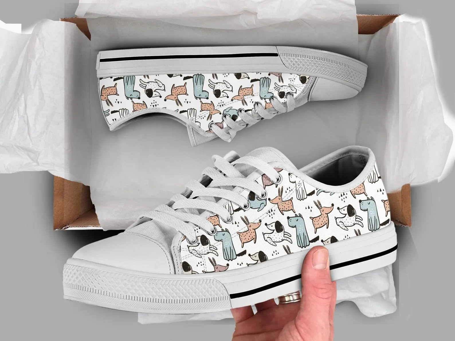 Dog Print Shoes Dog Sneakers Pet Owner Shoes Cute Shoes Dog Lover Gifts Custom Low Top Converse Style Sneakers For Adults Women & Men