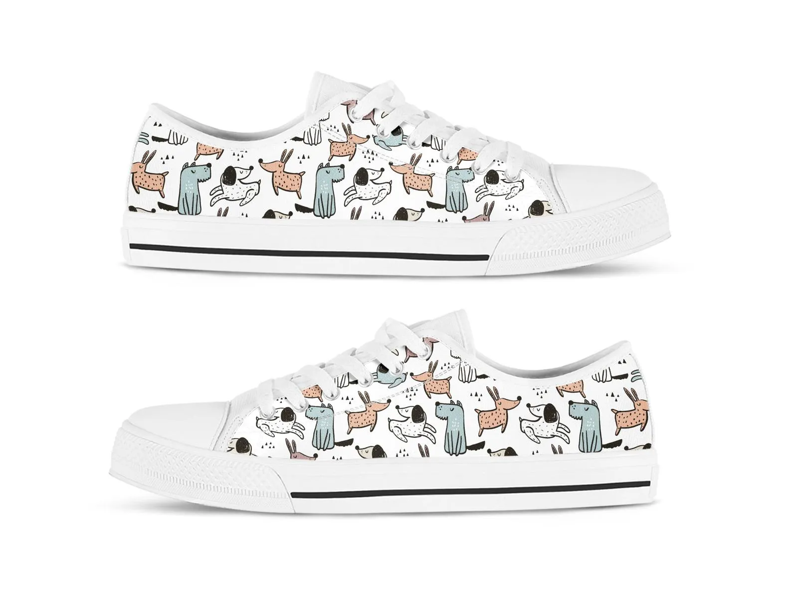 Dog Print Shoes Dog Sneakers Pet Owner Shoes Cute Shoes Dog Lover Gifts Custom Low Top Converse Style Sneakers For Adults Women & Men