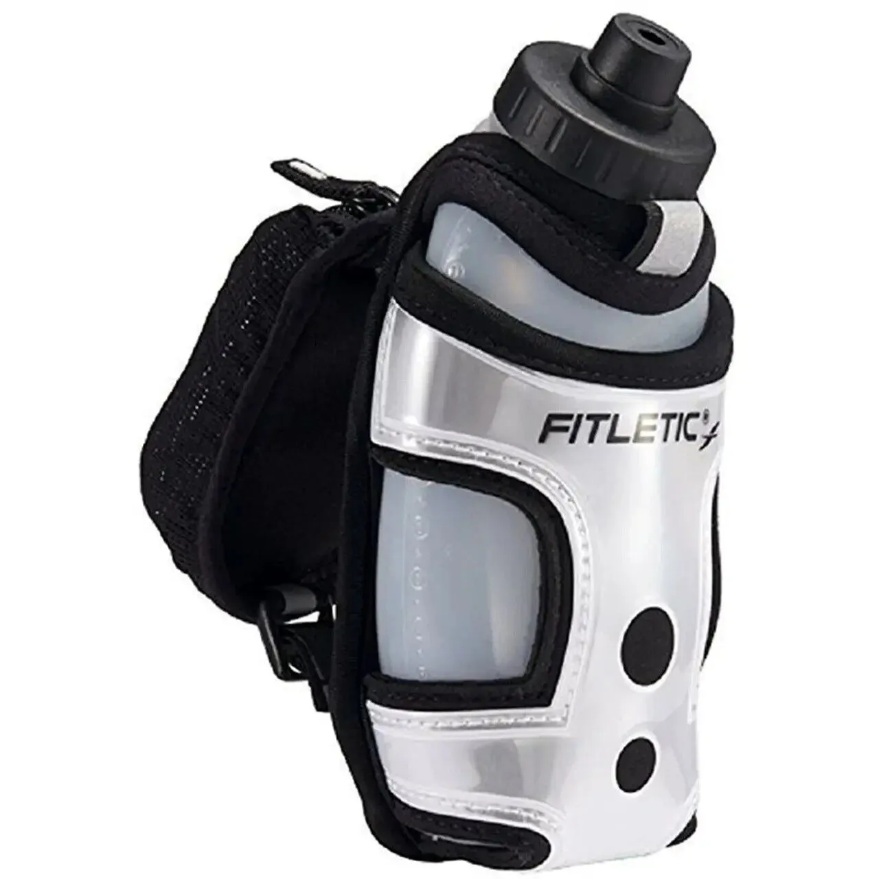 Fitletic HydraPocket - Handheld Water Bottle Carrier - Black / Silver