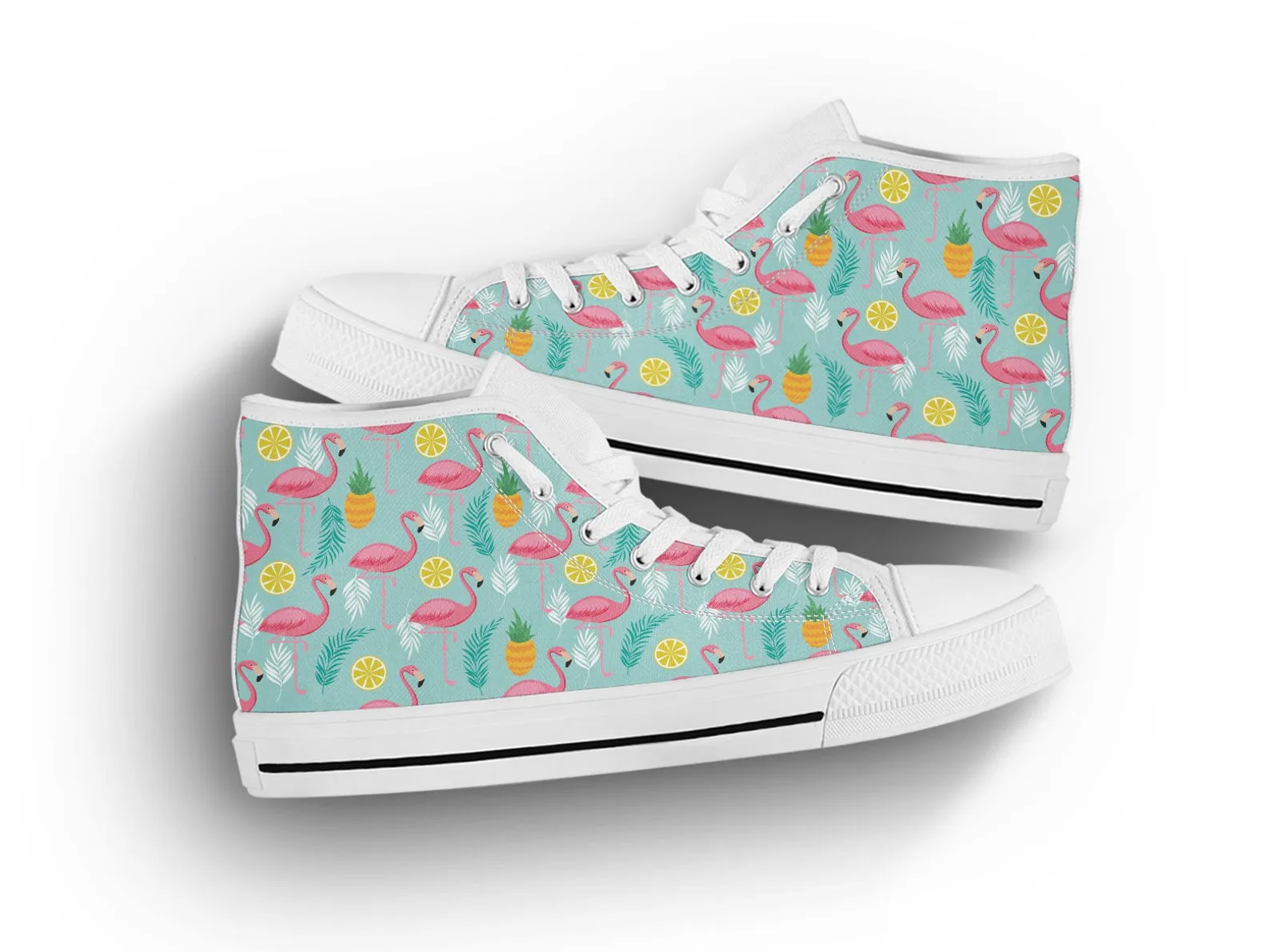 Flamingo Print Shoes Flamingo Sneakers Cute Shoes Flamingo Lover Gifts Custom High Top Converse Style Sneakers For Adults Women & Men