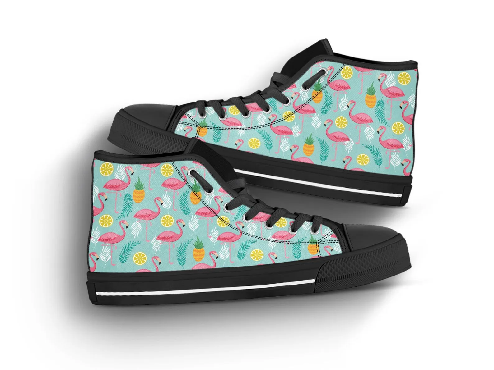 Flamingo Print Shoes Flamingo Sneakers Cute Shoes Flamingo Lover Gifts Custom High Top Converse Style Sneakers For Adults Women & Men