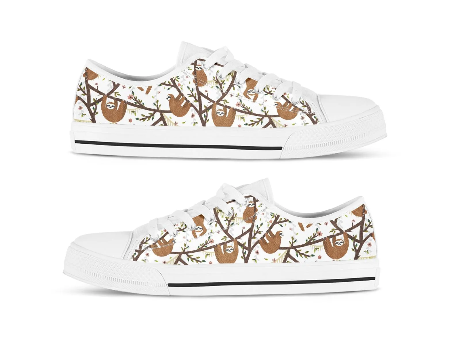 Funny Sloth Shoes Sloth Sneakers Sloth Shoes Cute Shoes Sloth Lover Gifts Custom Low Top Converse Style Sneakers For Adults Women & Men