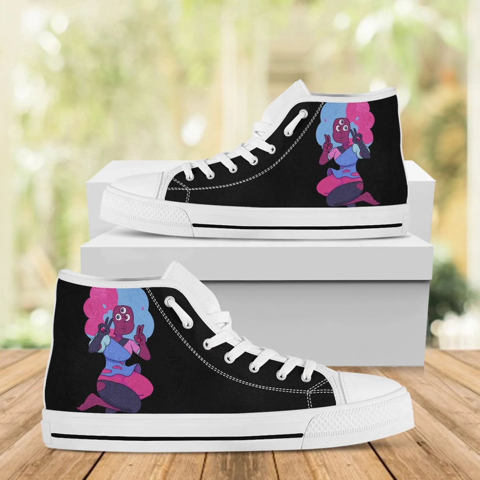 Garnet Custom Shoes, Movie Shoes, Steven Universe Movie, Cartoon Hightops, Cartoon Network, Custom Hi Tops, Cartoon Character