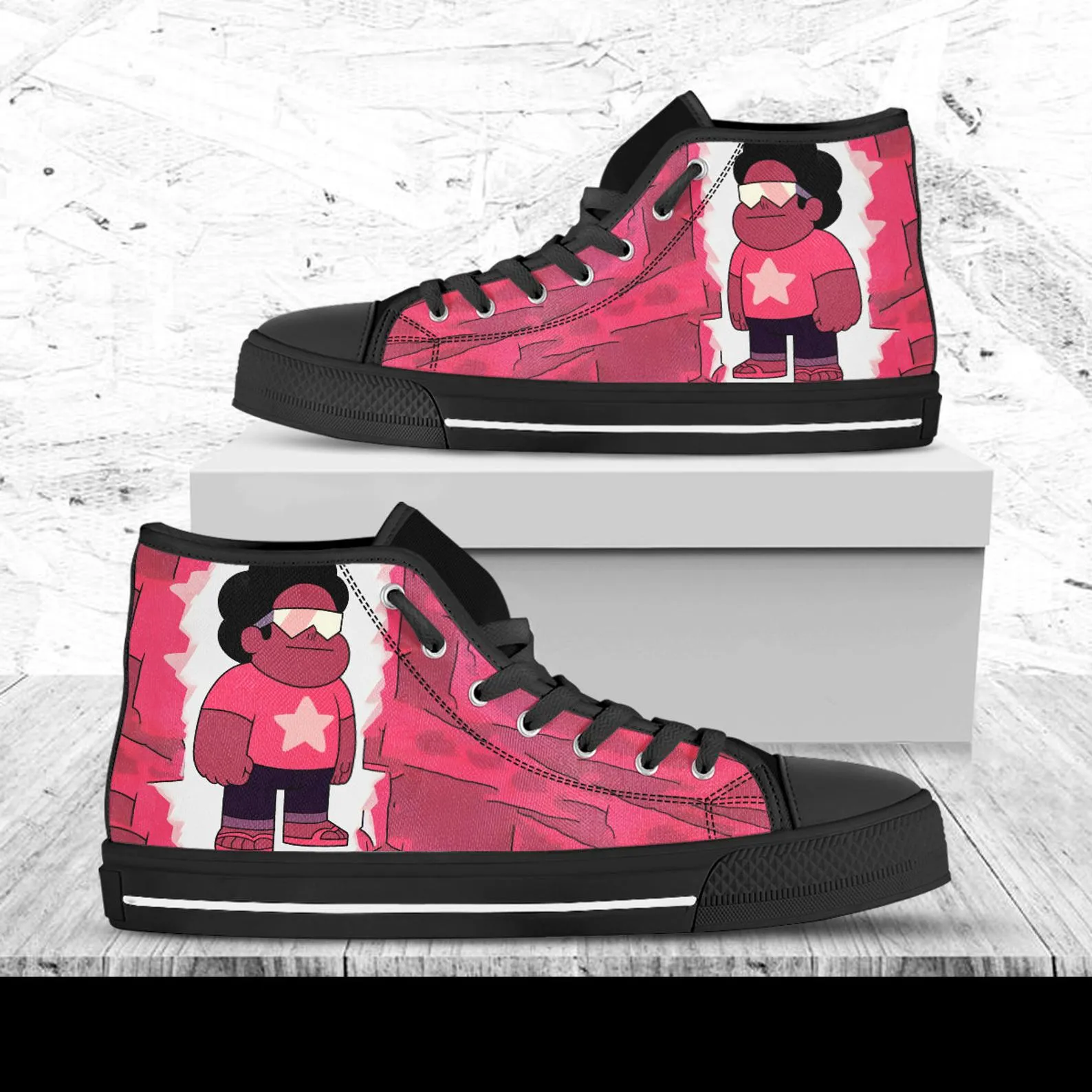 Garnet Custom Shoes, Movie Shoes, Steven Universe Movie, Cartoon Hightops, Cartoon Network, Custom Hi Tops, Cartoon Character