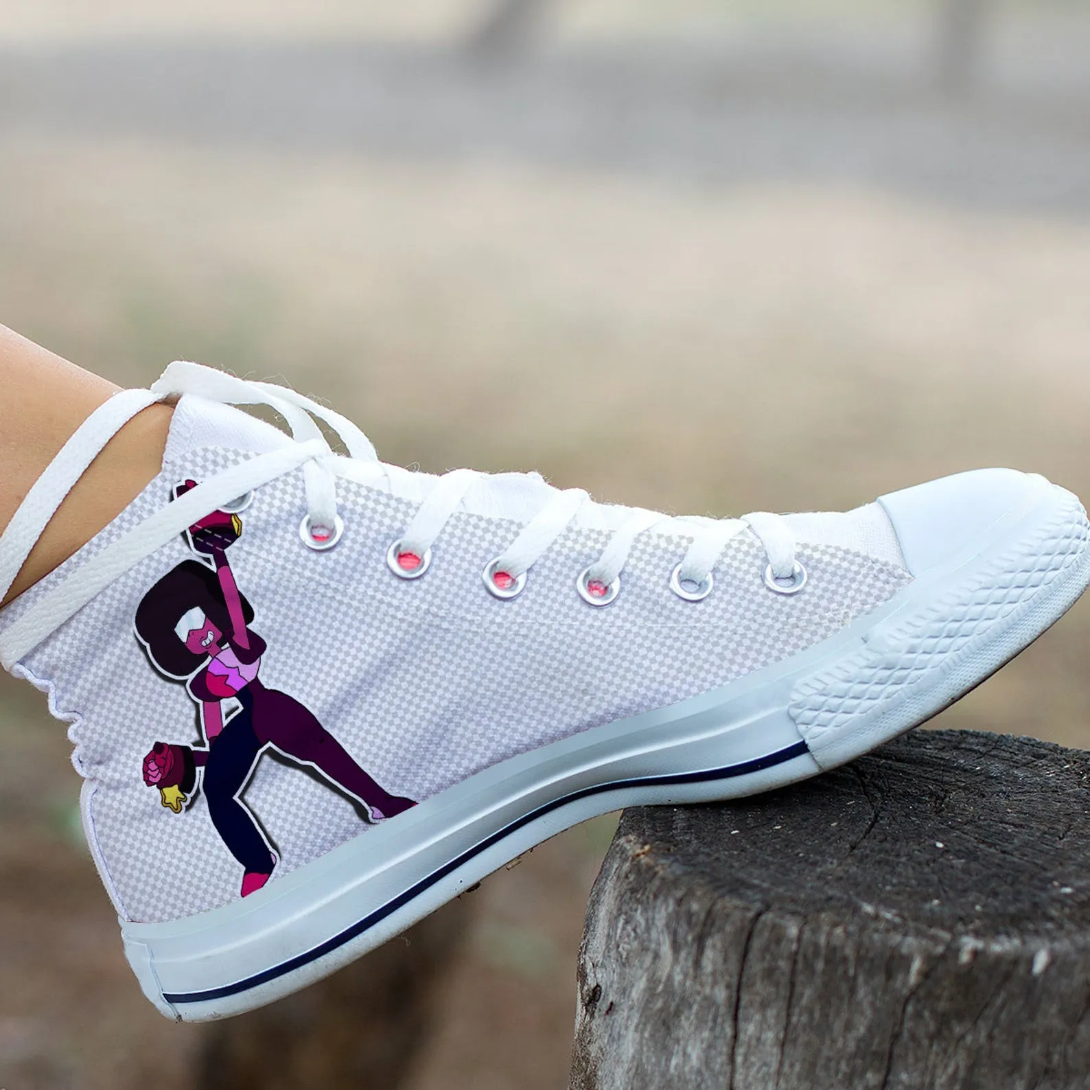 Garnet Custom Shoes, Movie Shoes, Steven Universe Movie, Cartoon Hightops, Cartoon Network, Custom Hi Tops, Cartoon Character