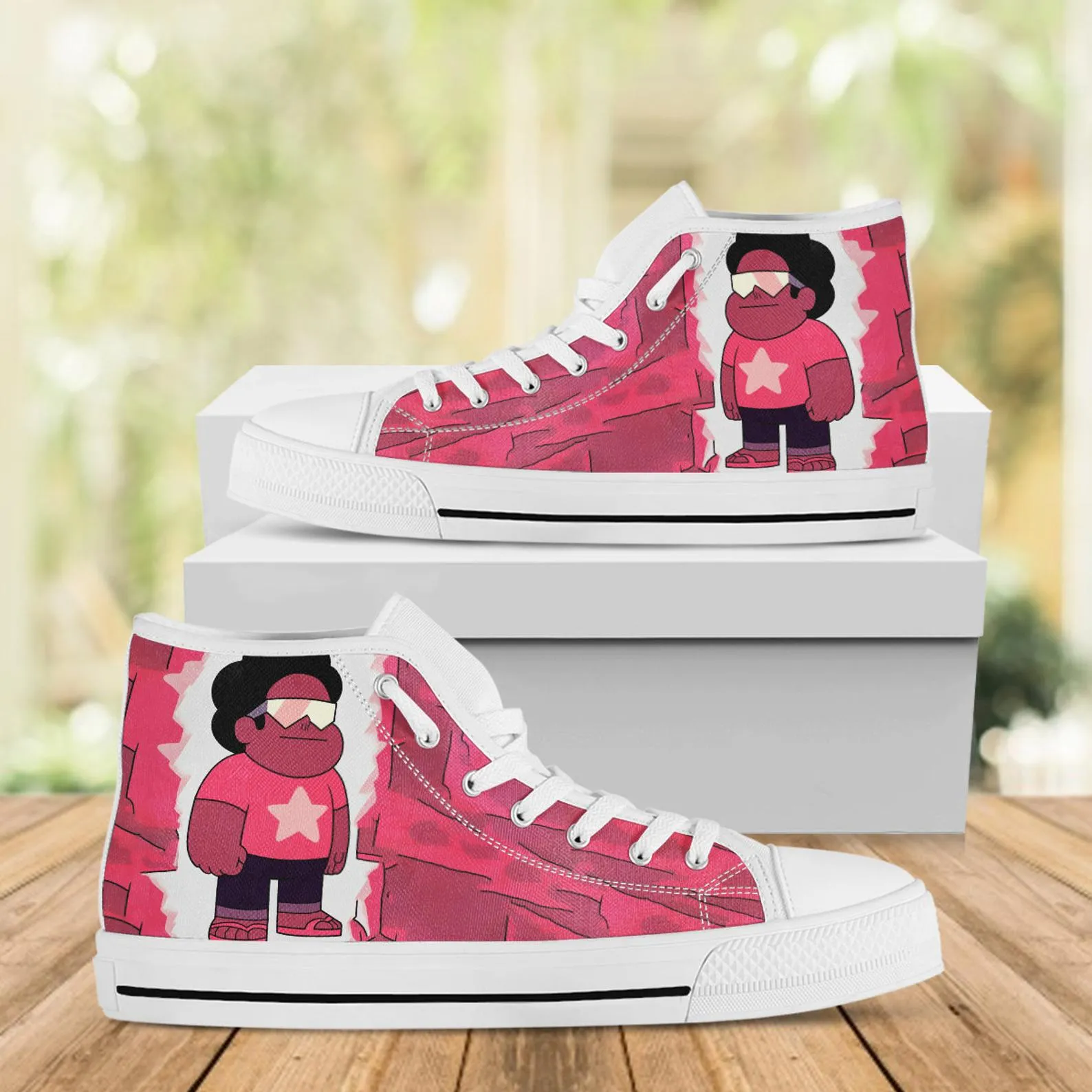 Garnet Custom Shoes, Movie Shoes, Steven Universe Movie, Cartoon Hightops, Cartoon Network, Custom Hi Tops, Cartoon Character