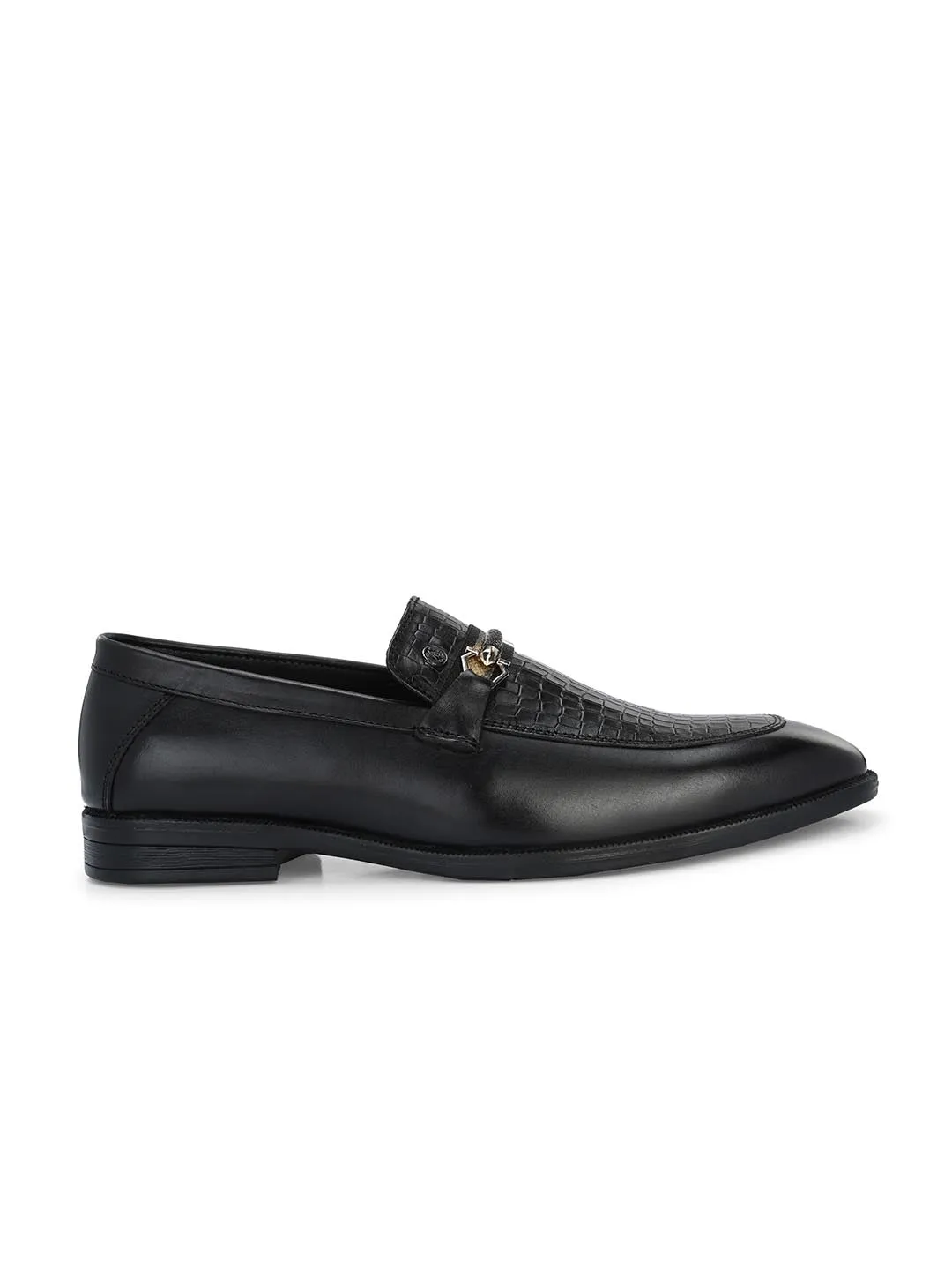 Genuine Leather Men's Calabria Black Buckle Slip-Ons