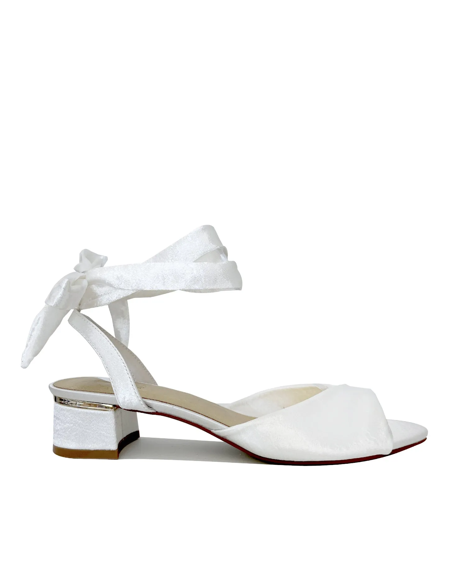 GRACE - LOW HEEL SATIN BRIDAL SANDALS