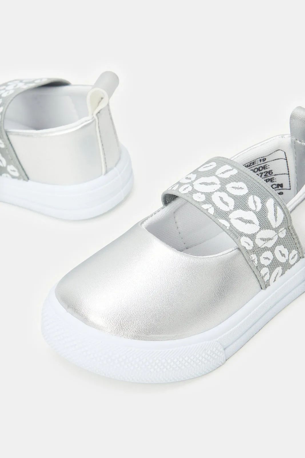 Infant Girls Silver Printed Pump